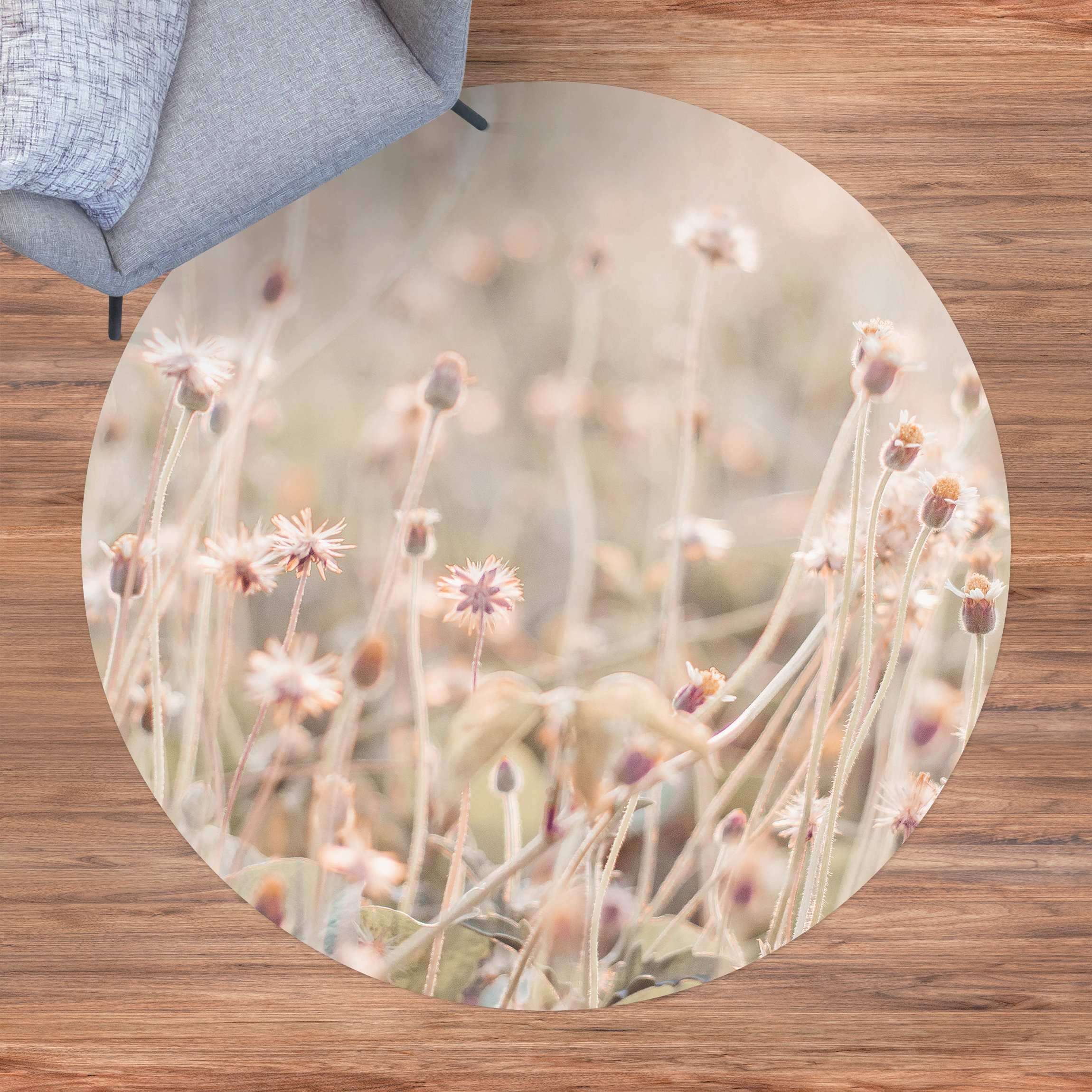 Runder Vinyl-Teppich Strahlende Blumenwiese