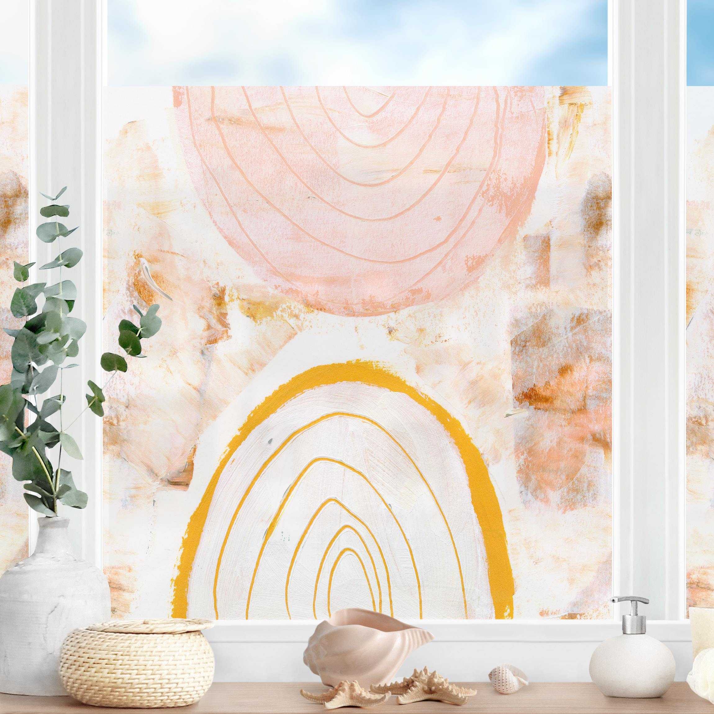 Fensterfolie Strahlende Farbbögen in Karamell II