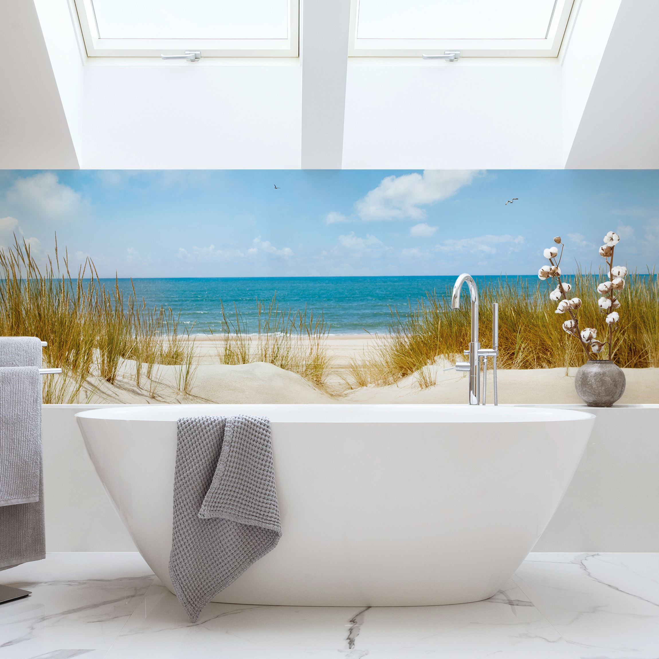 Wandverkleidung Bad Strand an der Nordsee