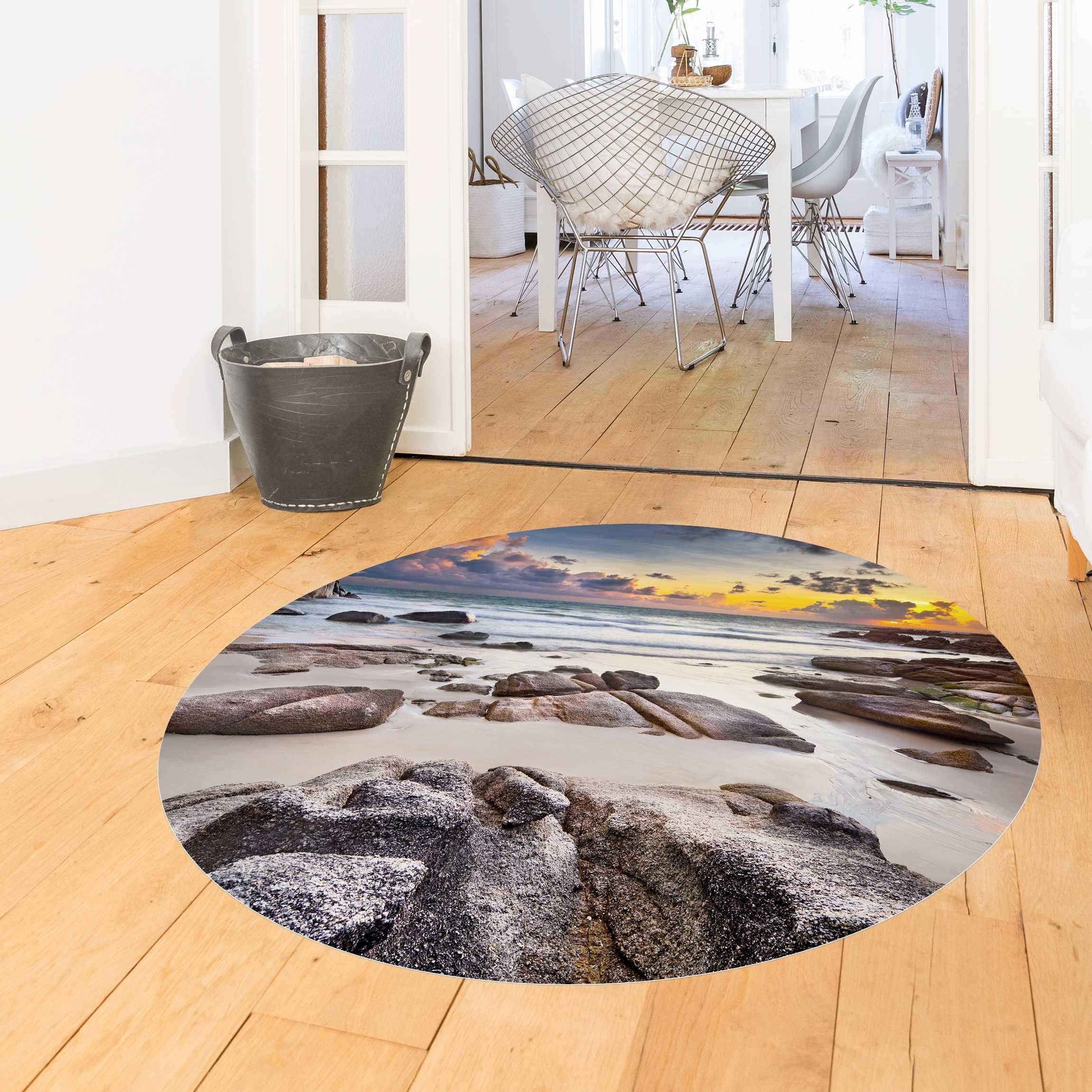 Runder Vinyl-Teppich Strand Sonnenaufgang in Thailand