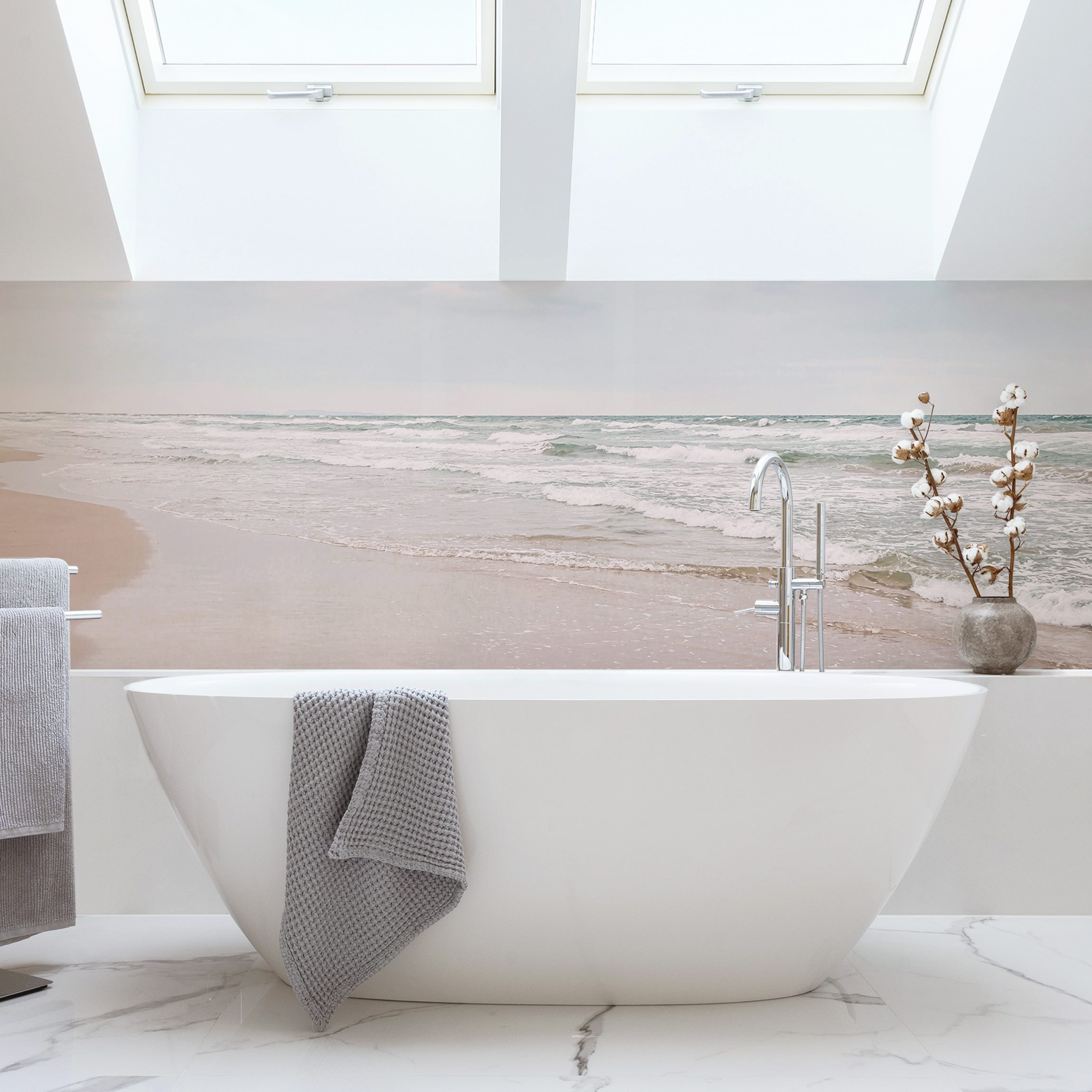 Wandverkleidung Bad Strandimpressionen in Pastell II