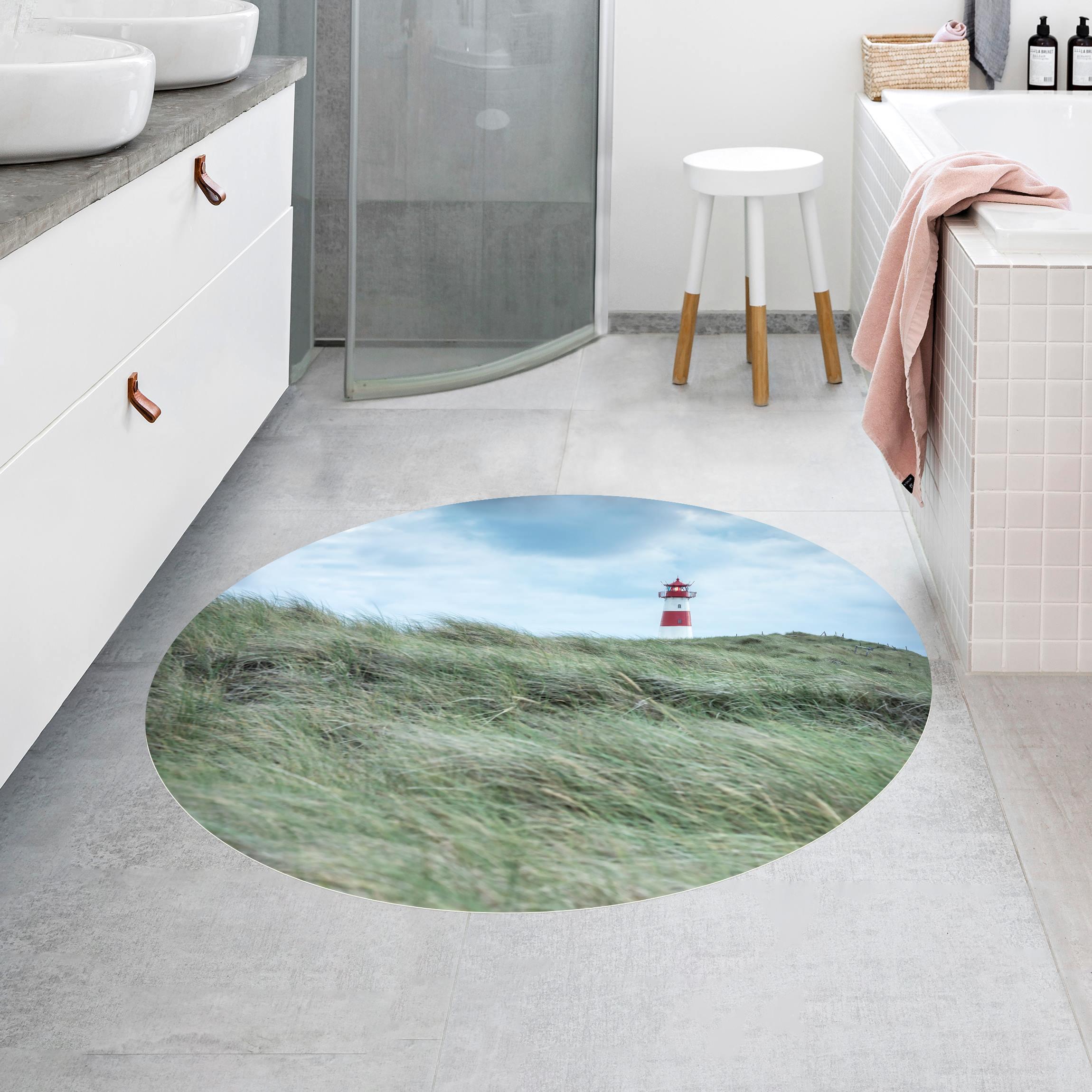 Runder Vinyl-Teppich Stürmische Zeiten am Leuchtturm