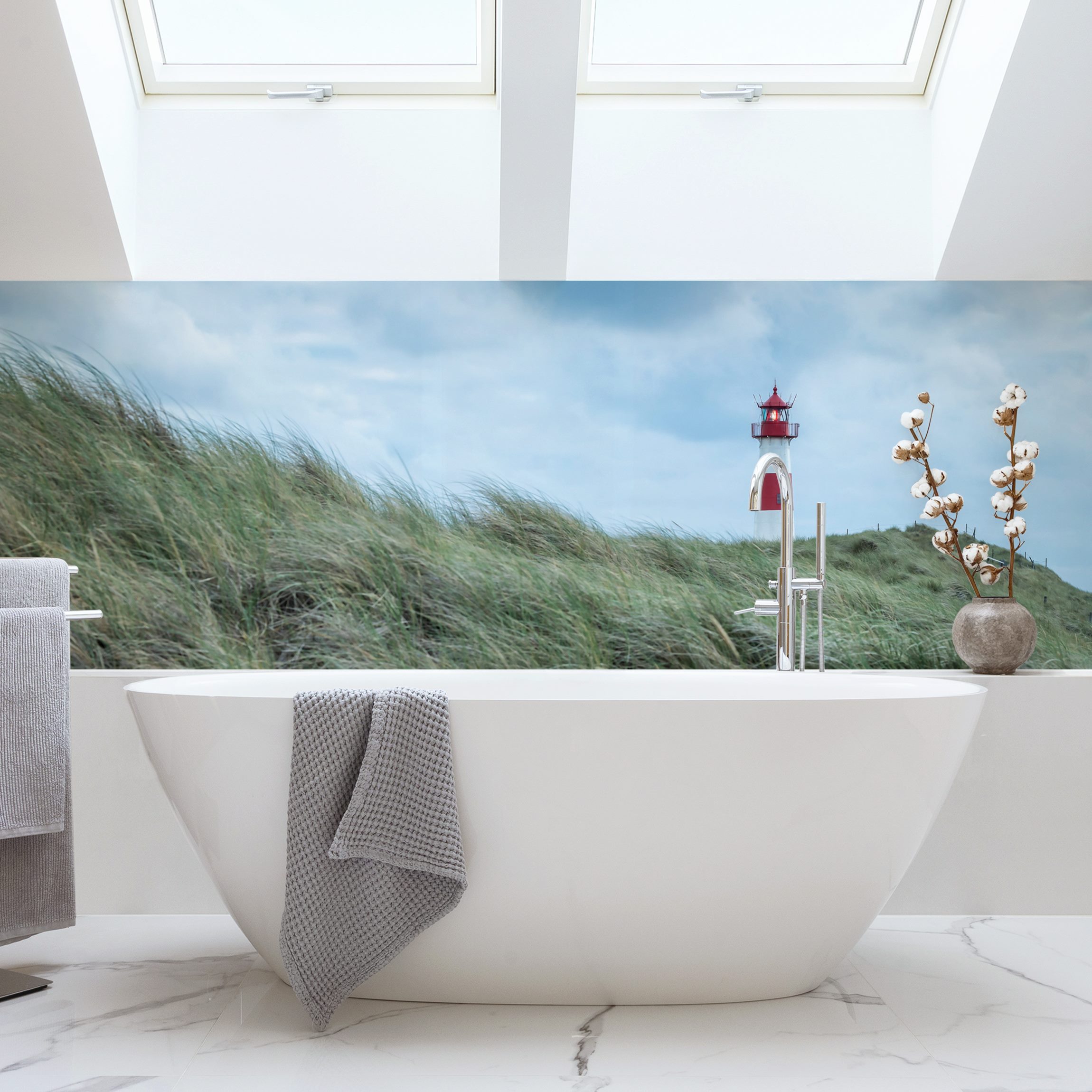 Wandverkleidung Bad Stürmische Zeiten am Leuchtturm