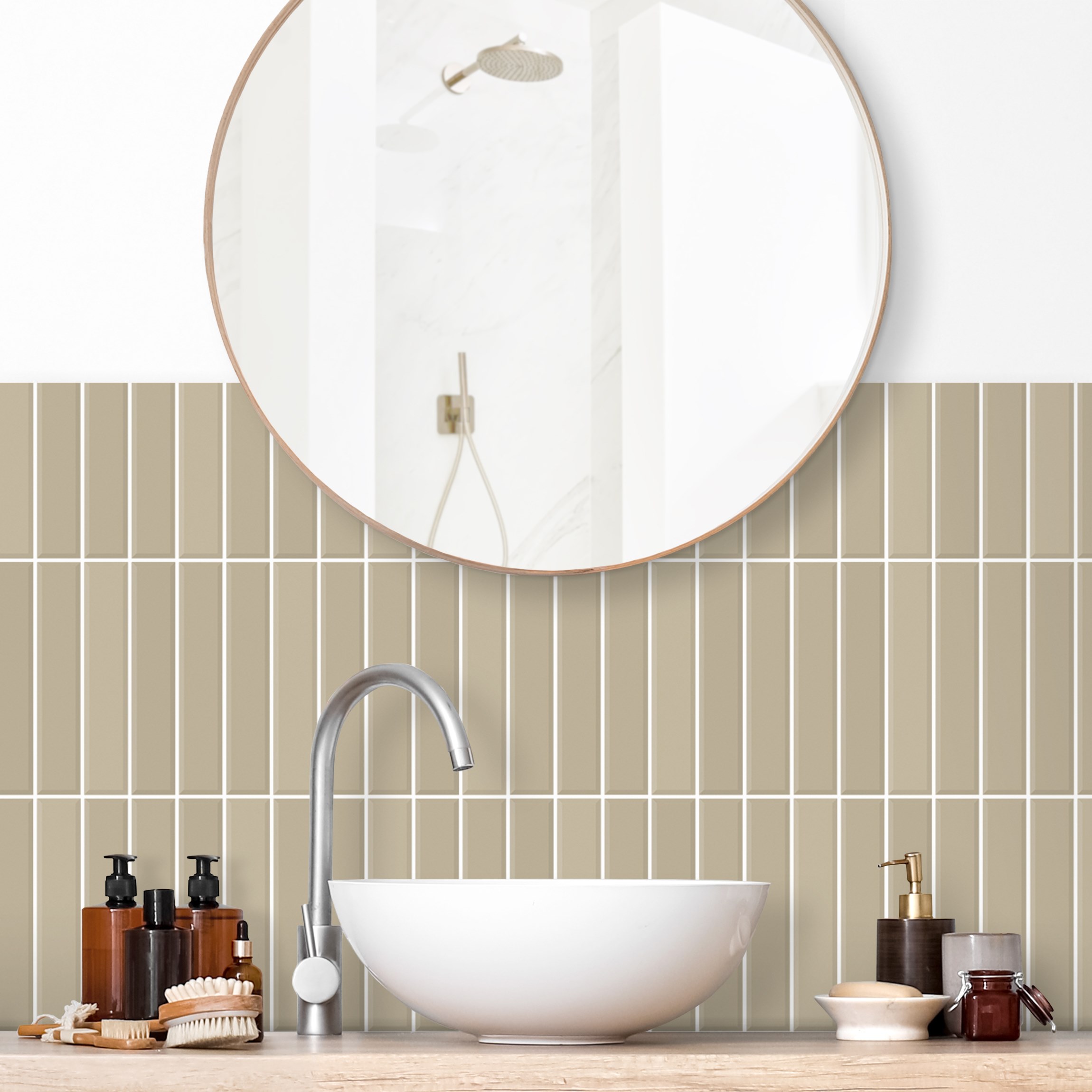 Wandverkleidung Bad Subway Fliesen - Beige