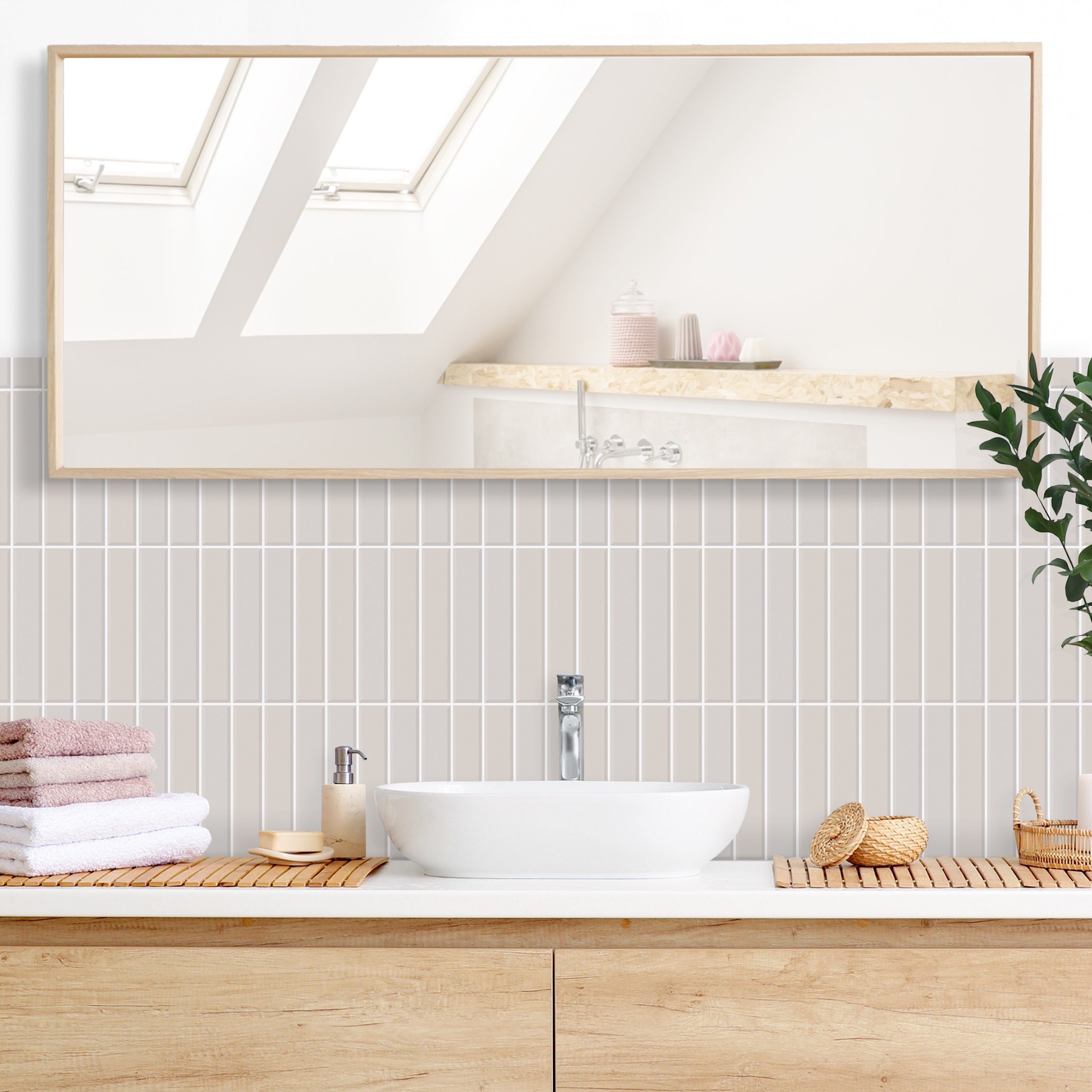 Wandverkleidung Bad Subway Fliesen - Hellgrau