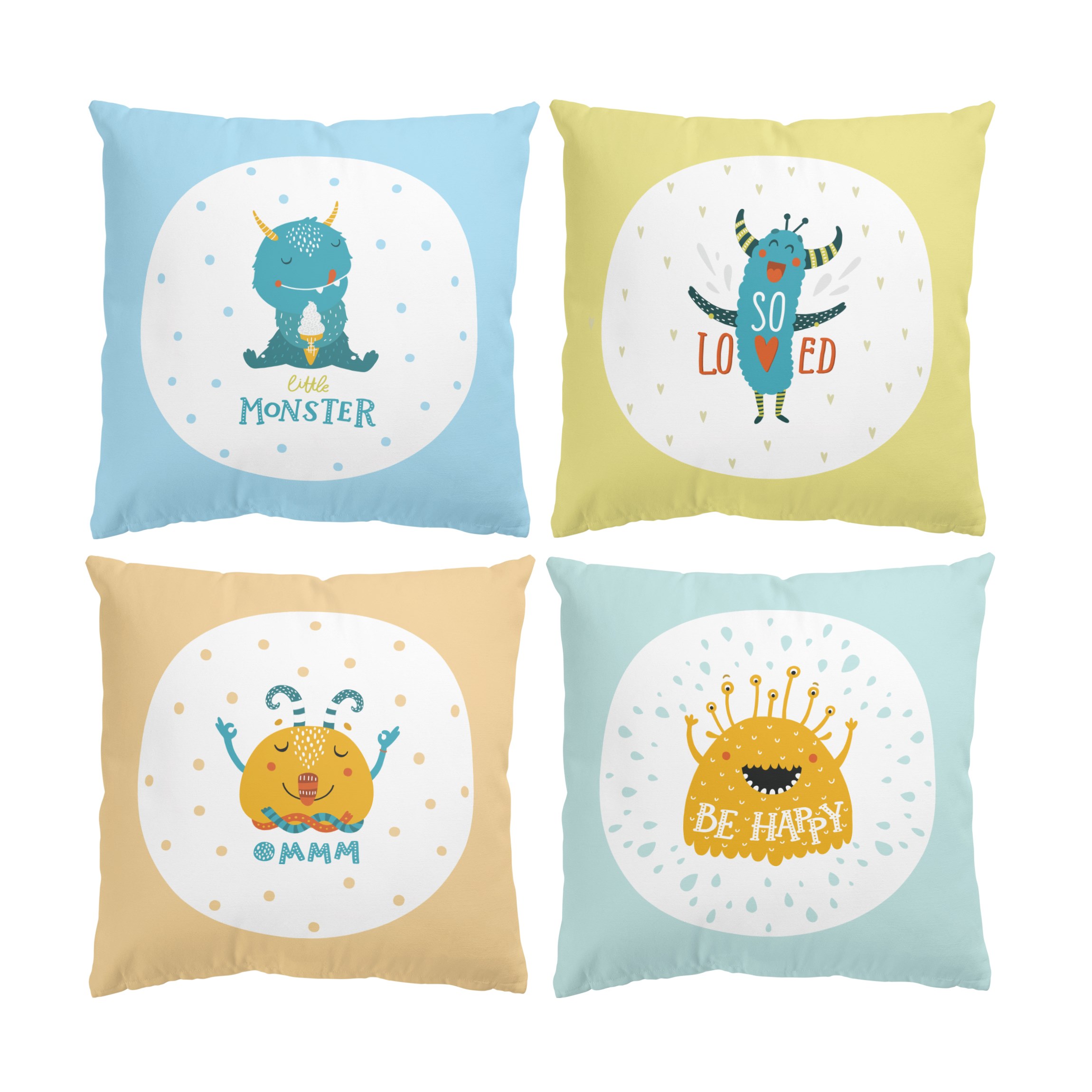Dekokissen 4er Set Süße Monster Set I