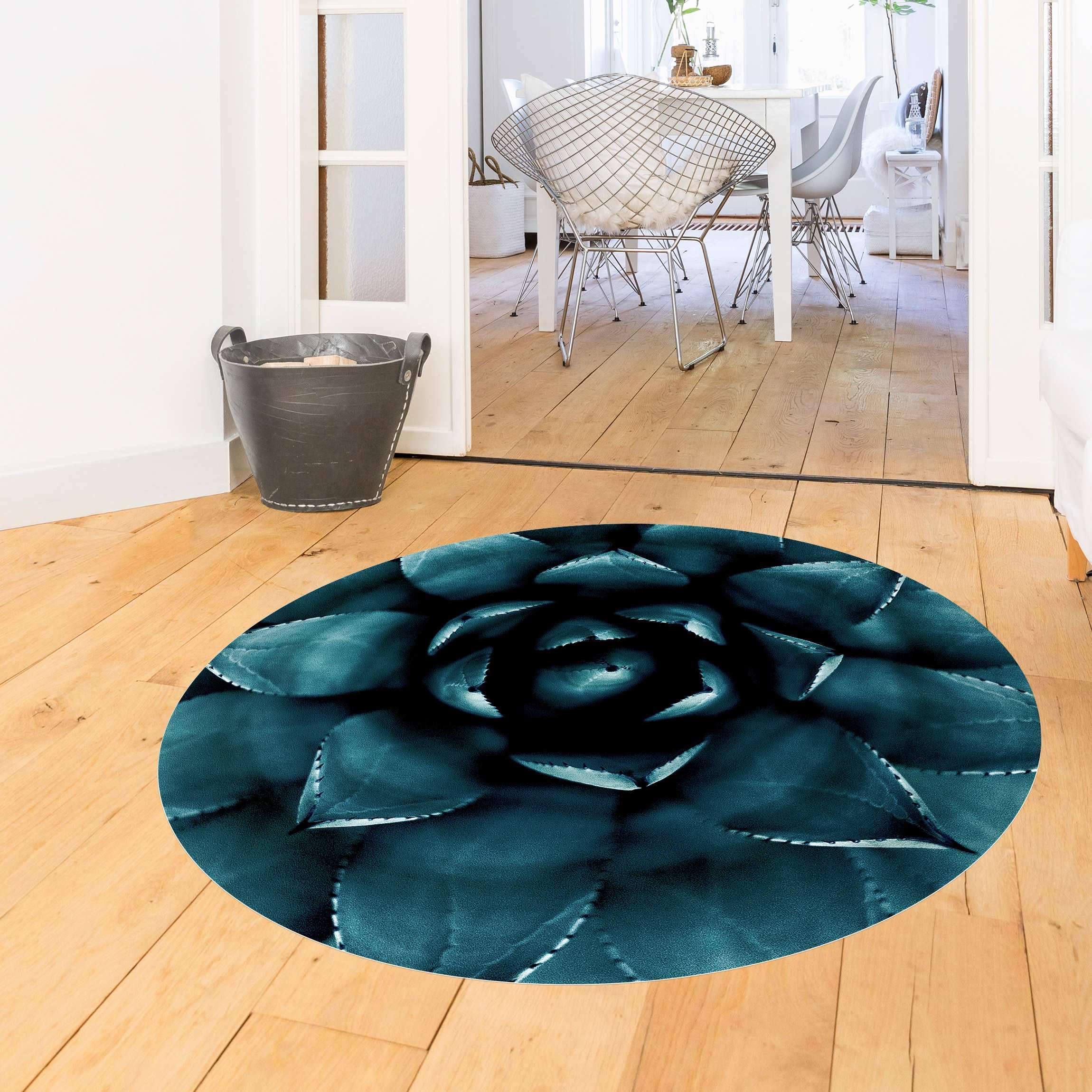 Runder Vinyl-Teppich Sukkulente Petrol II
