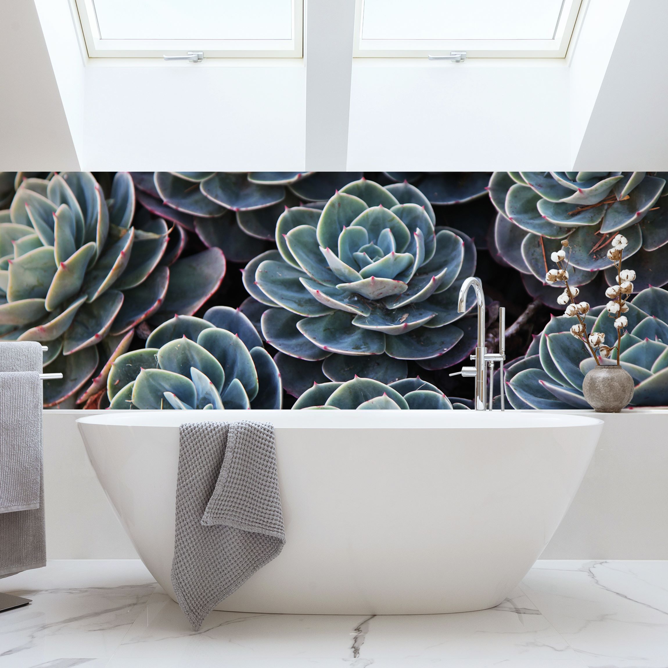 Wandverkleidung Bad Sukkulentenbett