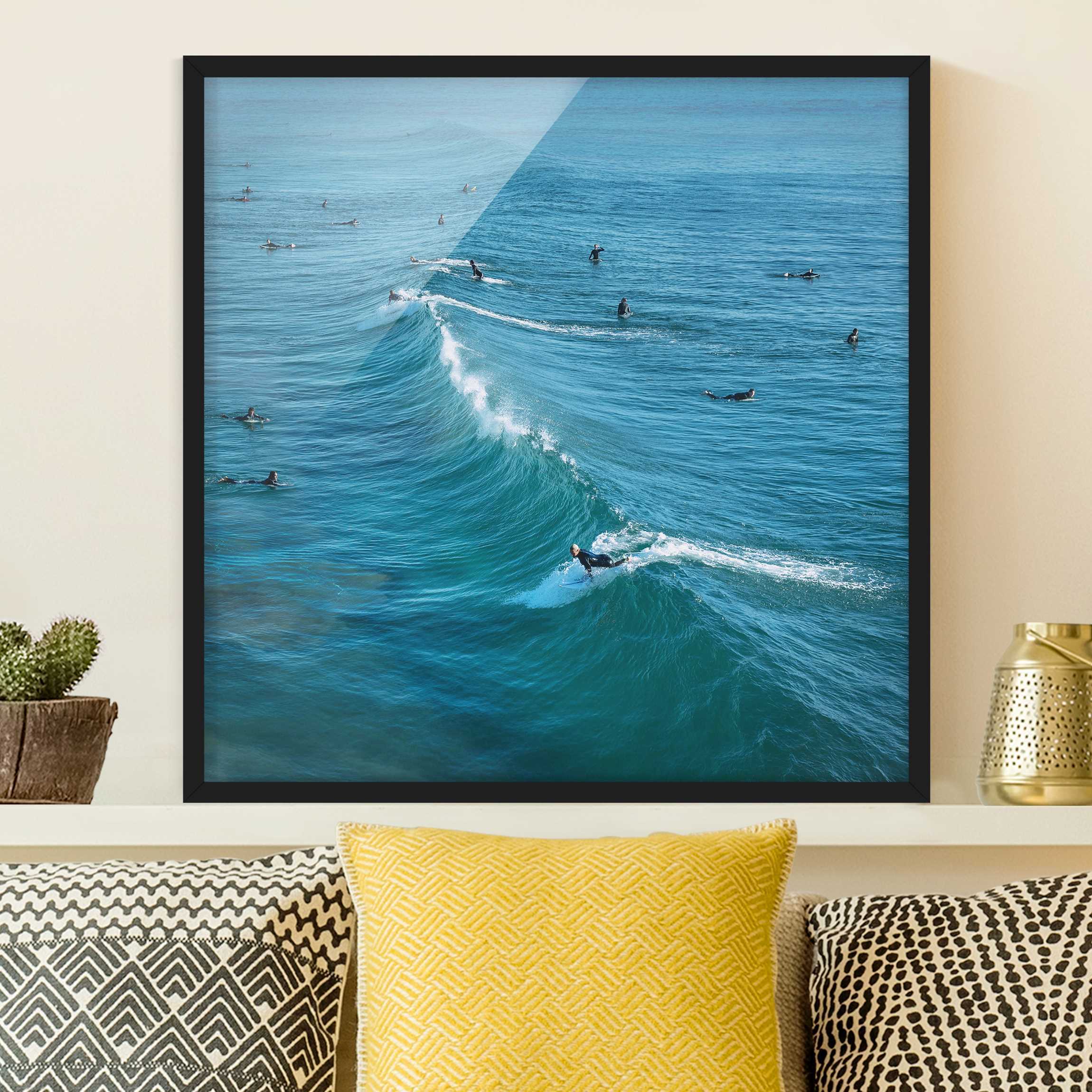 Bild mit Rahmen Surfer am Huntington Beach