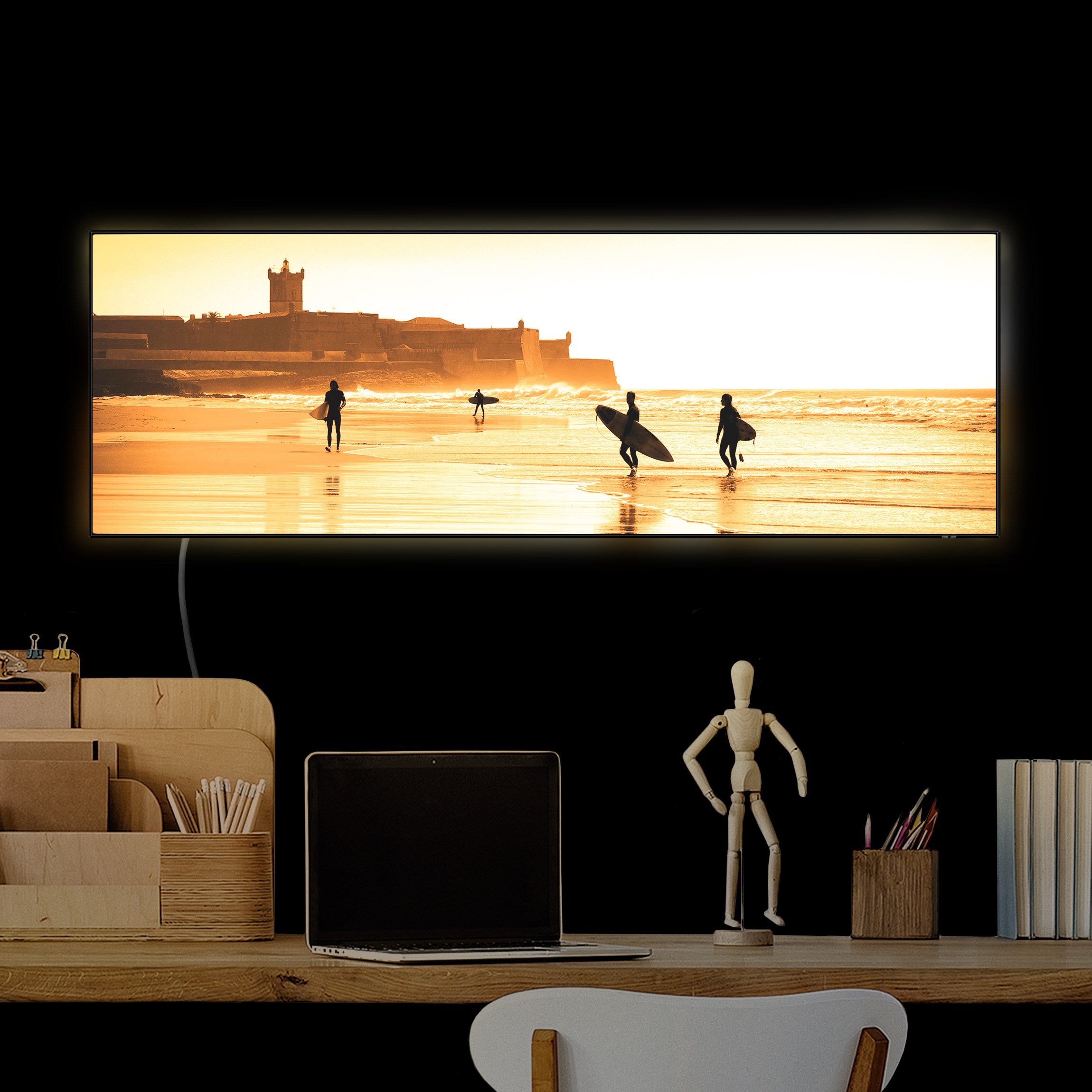 LED-Wechselbild Surfer Beach