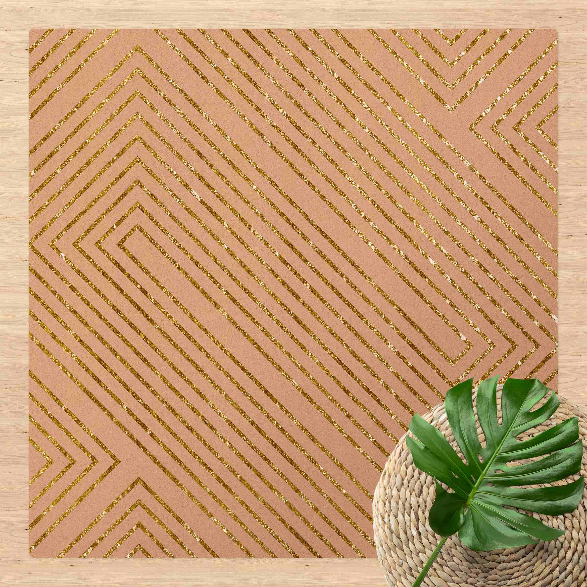 Kork-Teppich Symmetrische Geometrie Gold