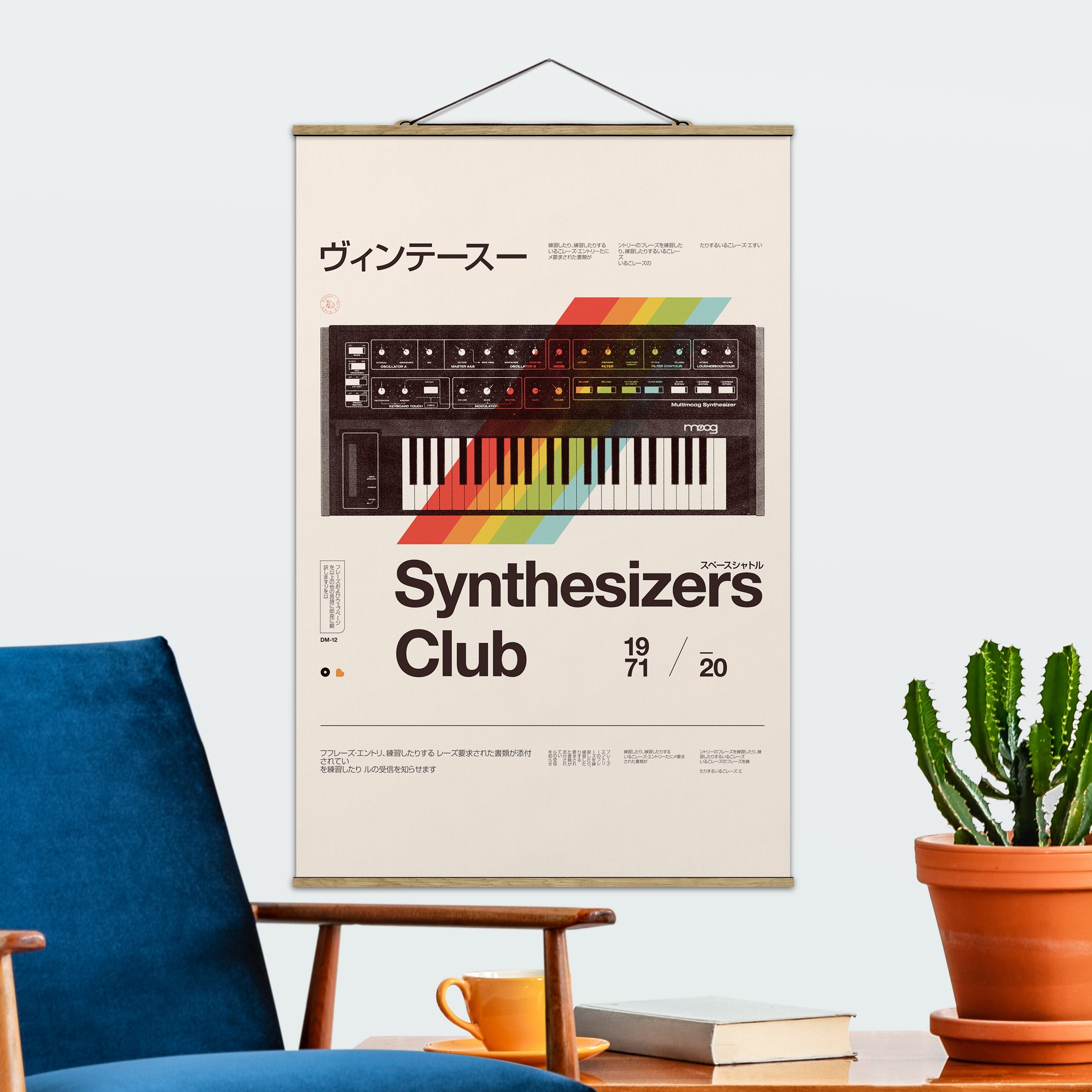 Stoffbild mit Posterleisten Synthesizers - Club