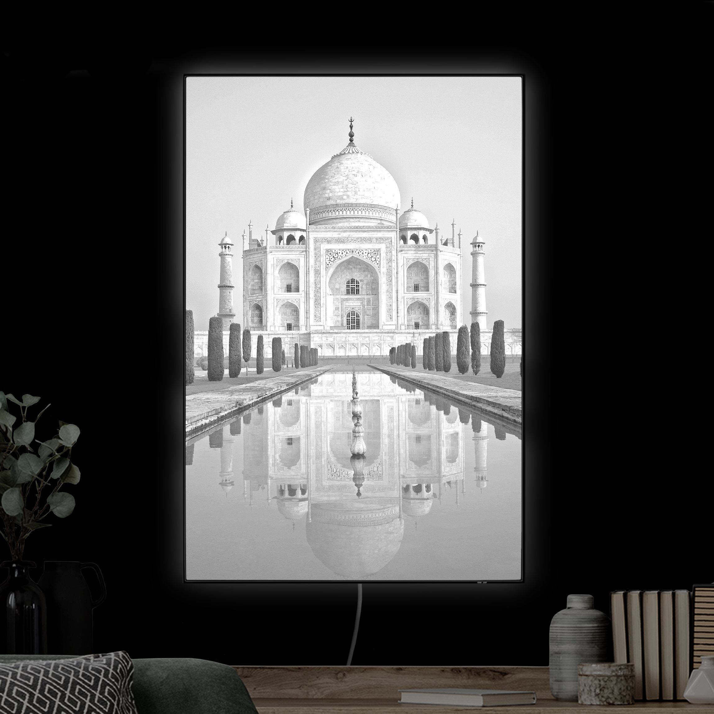 LED-Wechselbild Taj Mahal mit Garten