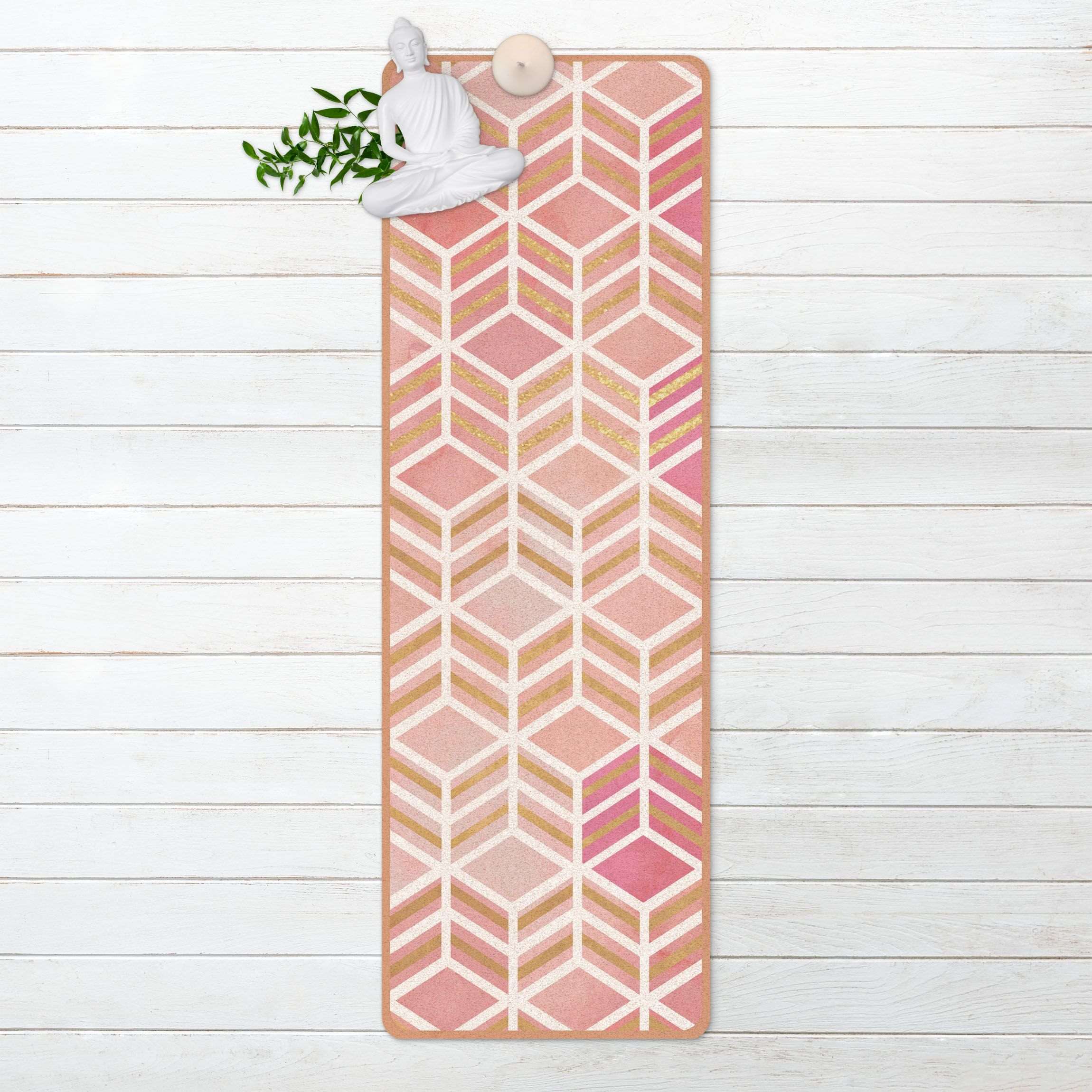 Yogamatte Kork Take the Cake Gold und Rose