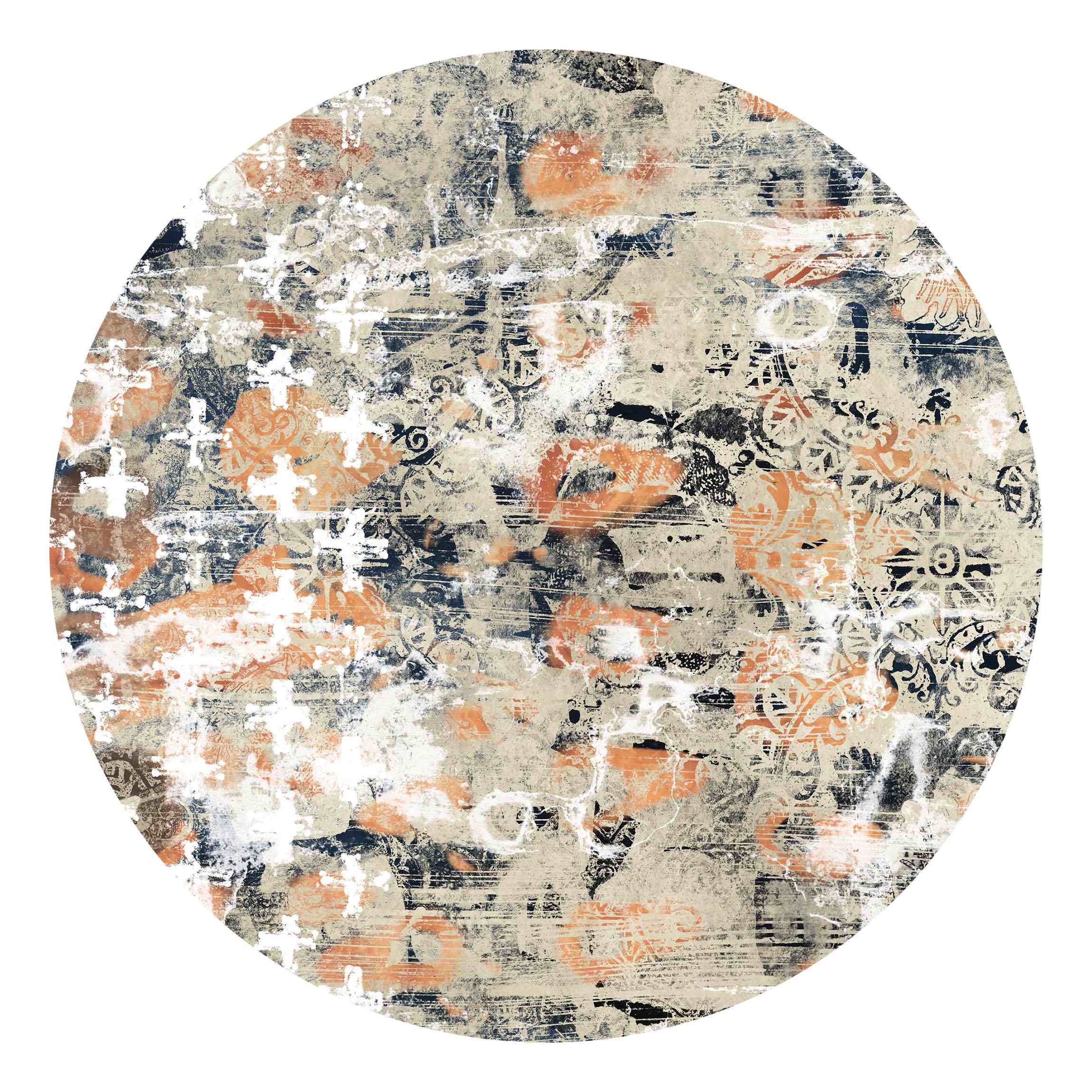 Runde Mustertapete Terracotta Collage