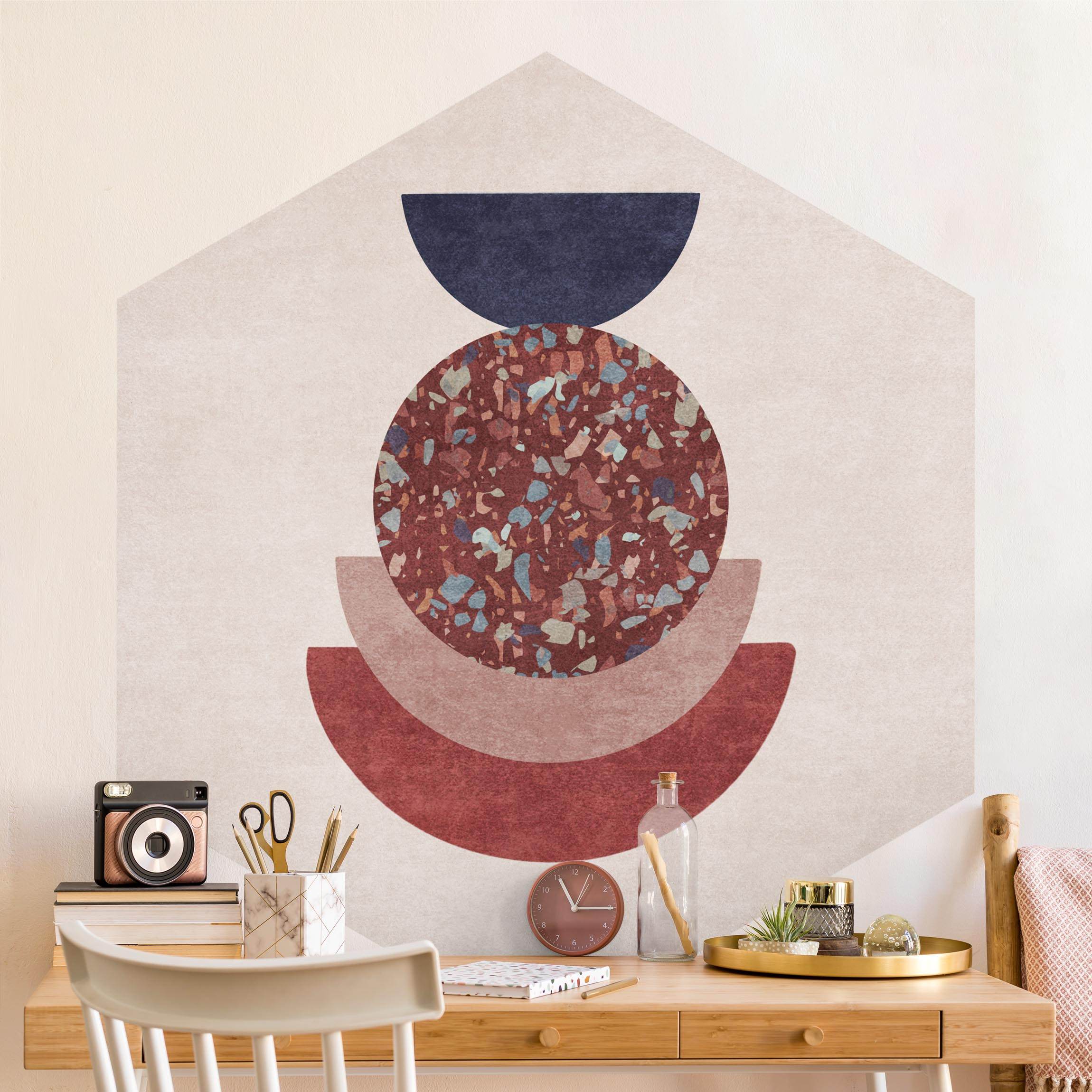 Hexagon Tapete selbstklebend Terrazzo I