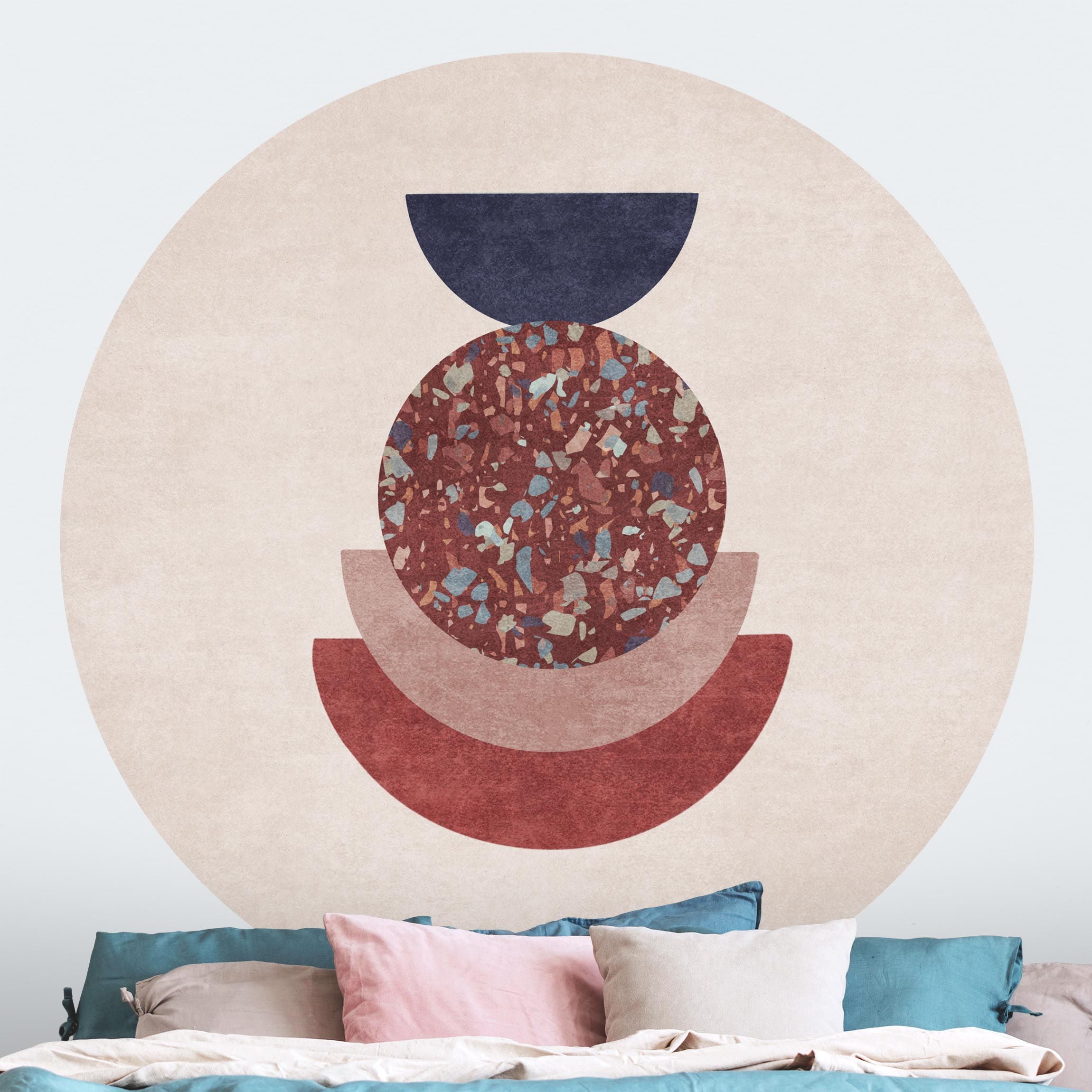 Runde Tapete selbstklebend Terrazzo I