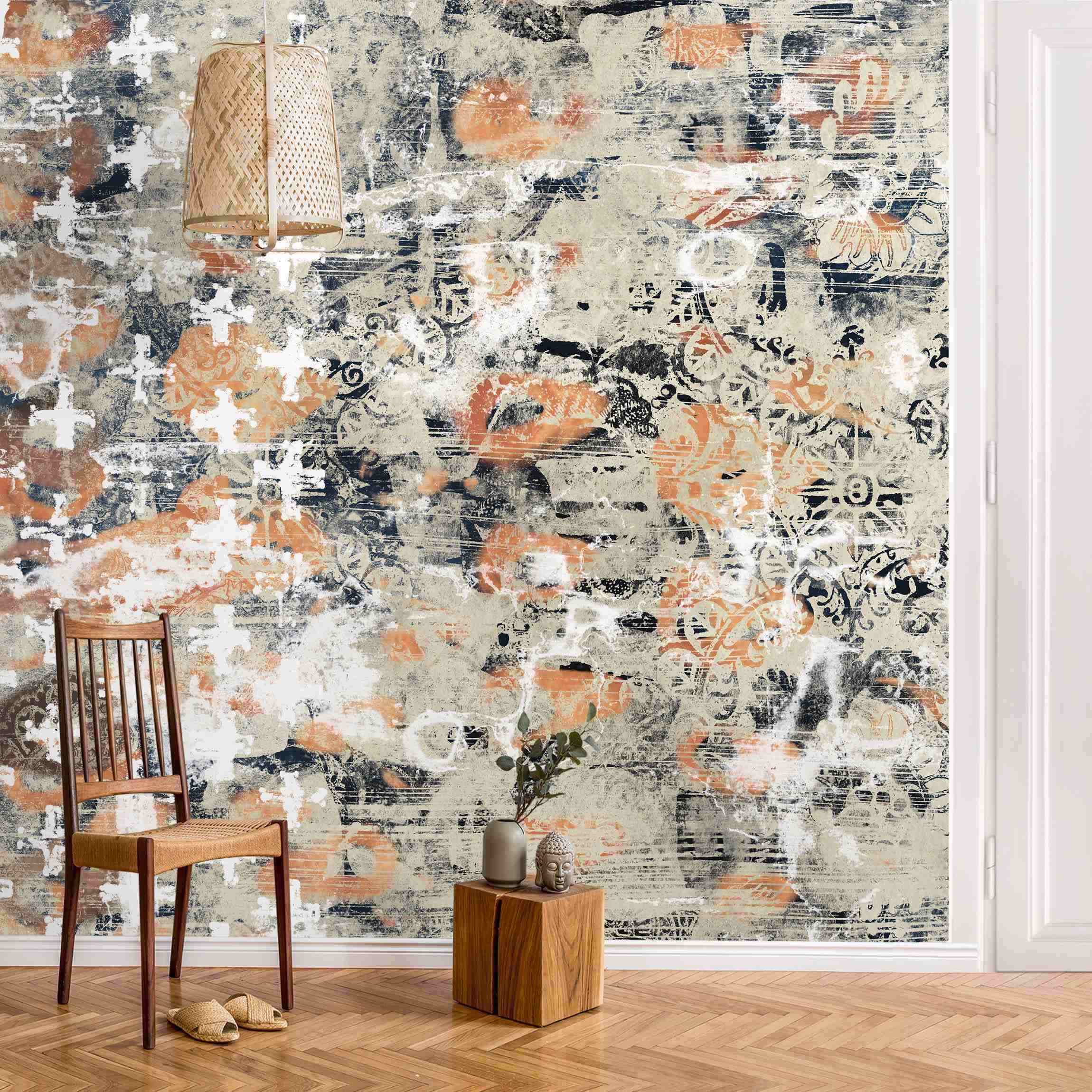 Mustertapete Terracotta Collage