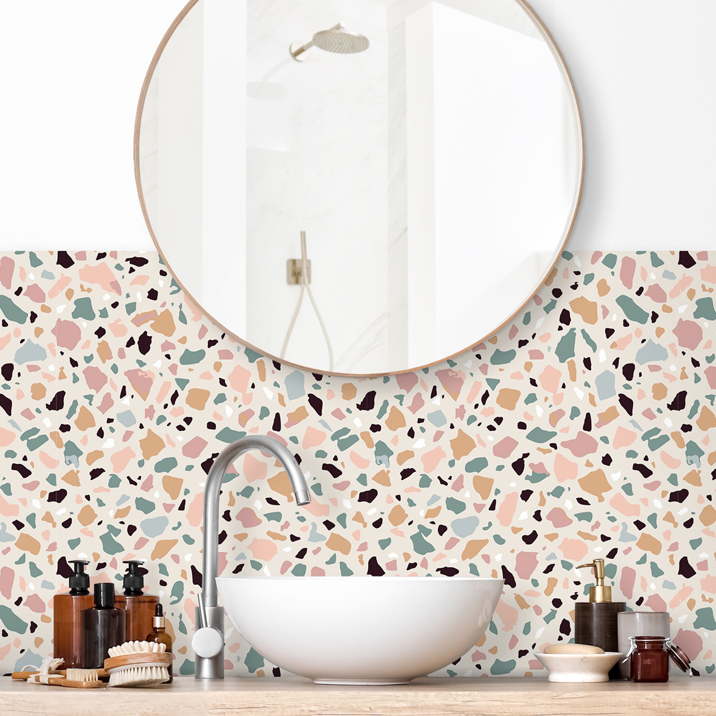 Wandverkleidung Bad Terrazzo Muster Napoli