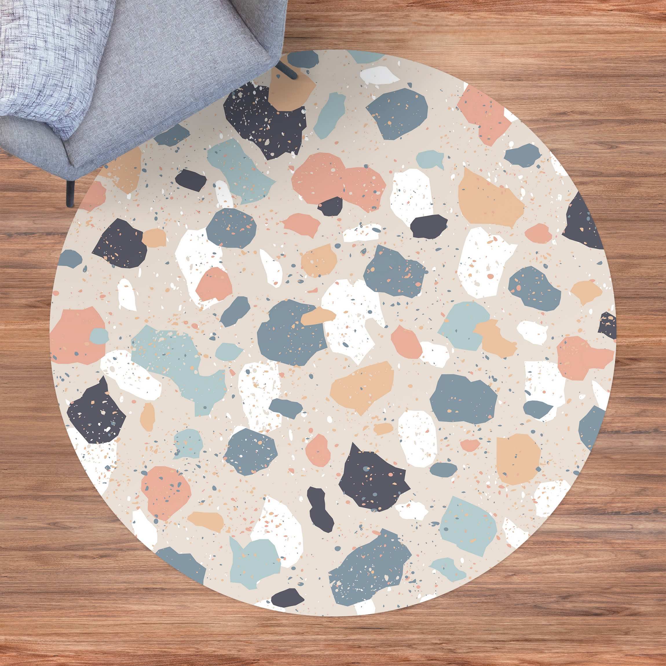 Runder Vinyl-Teppich Terrazzo Muster