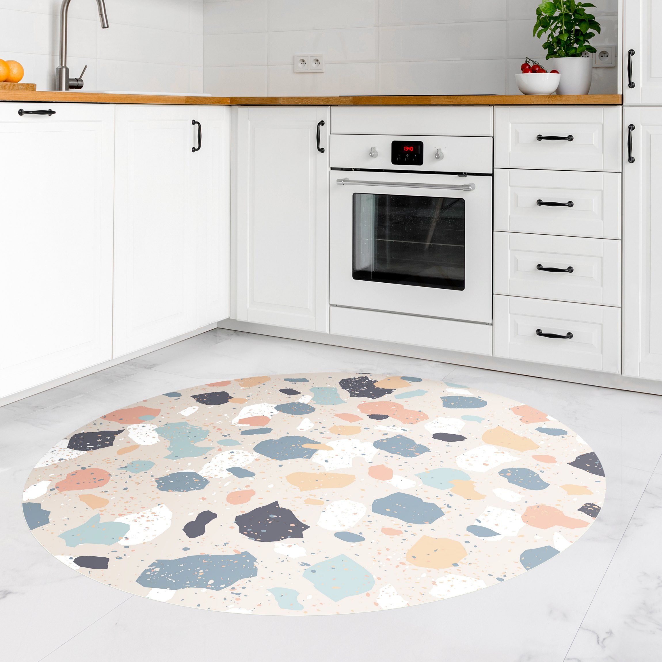 Runder Vinyl-Teppich Terrazzo Muster
