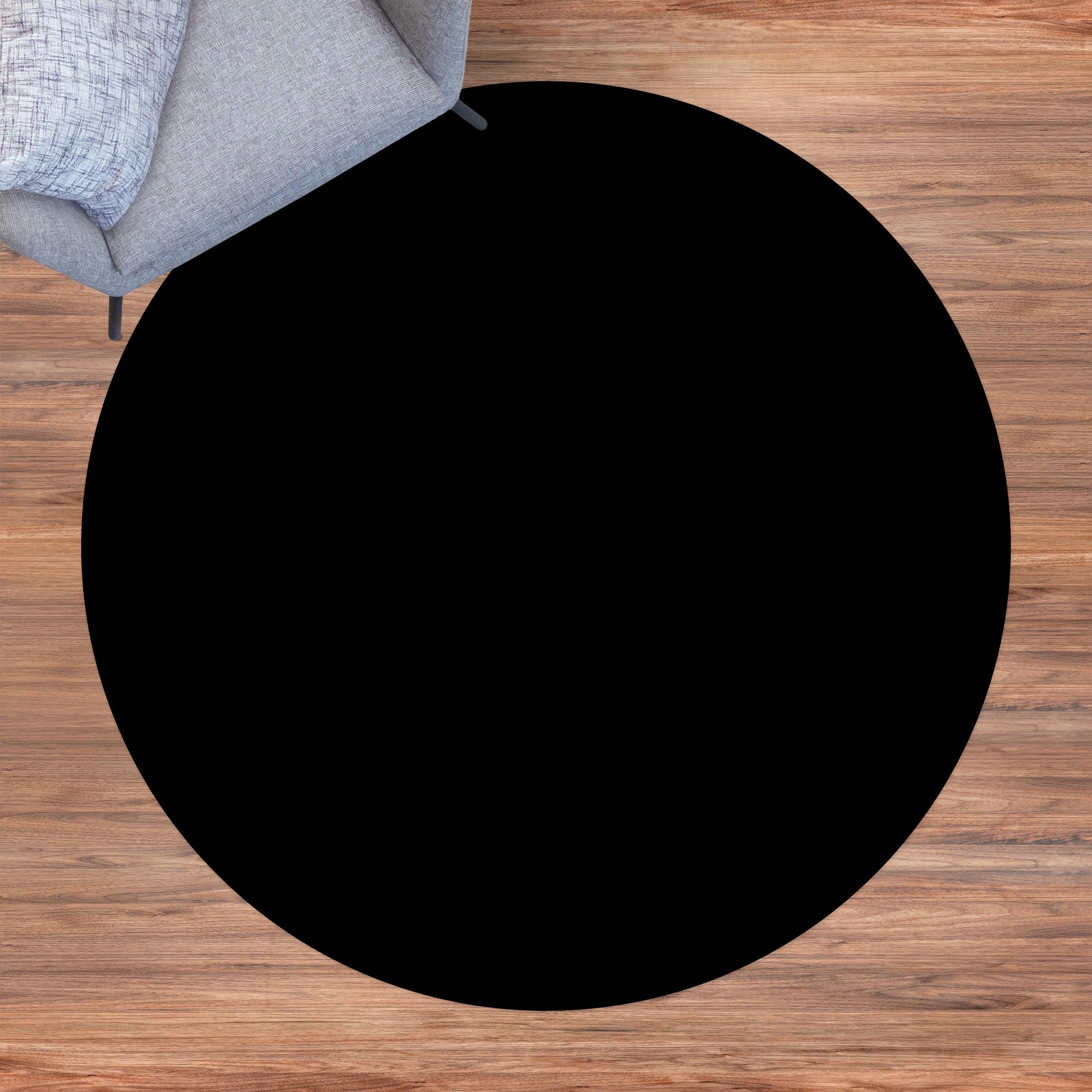 Runder Vinyl-Teppich Tiefschwarz