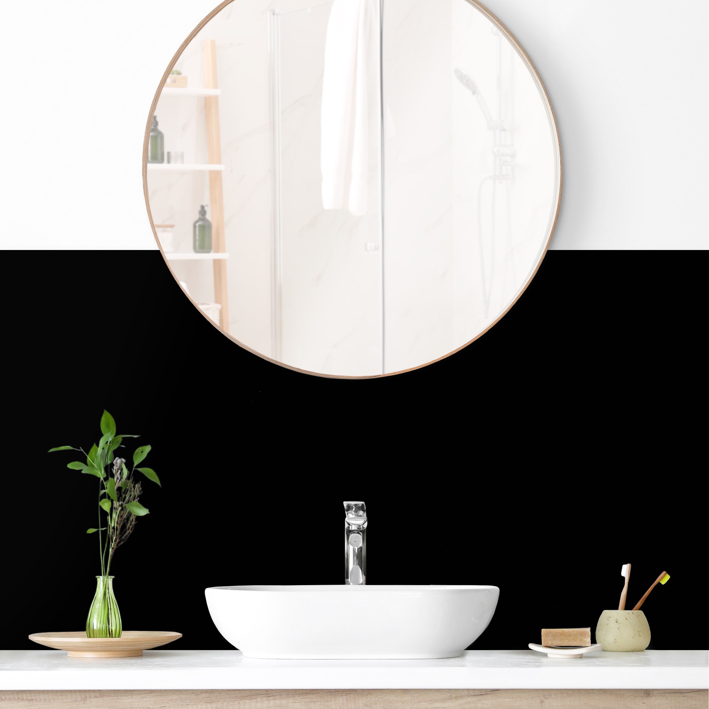 Wandverkleidung Bad Tiefschwarz