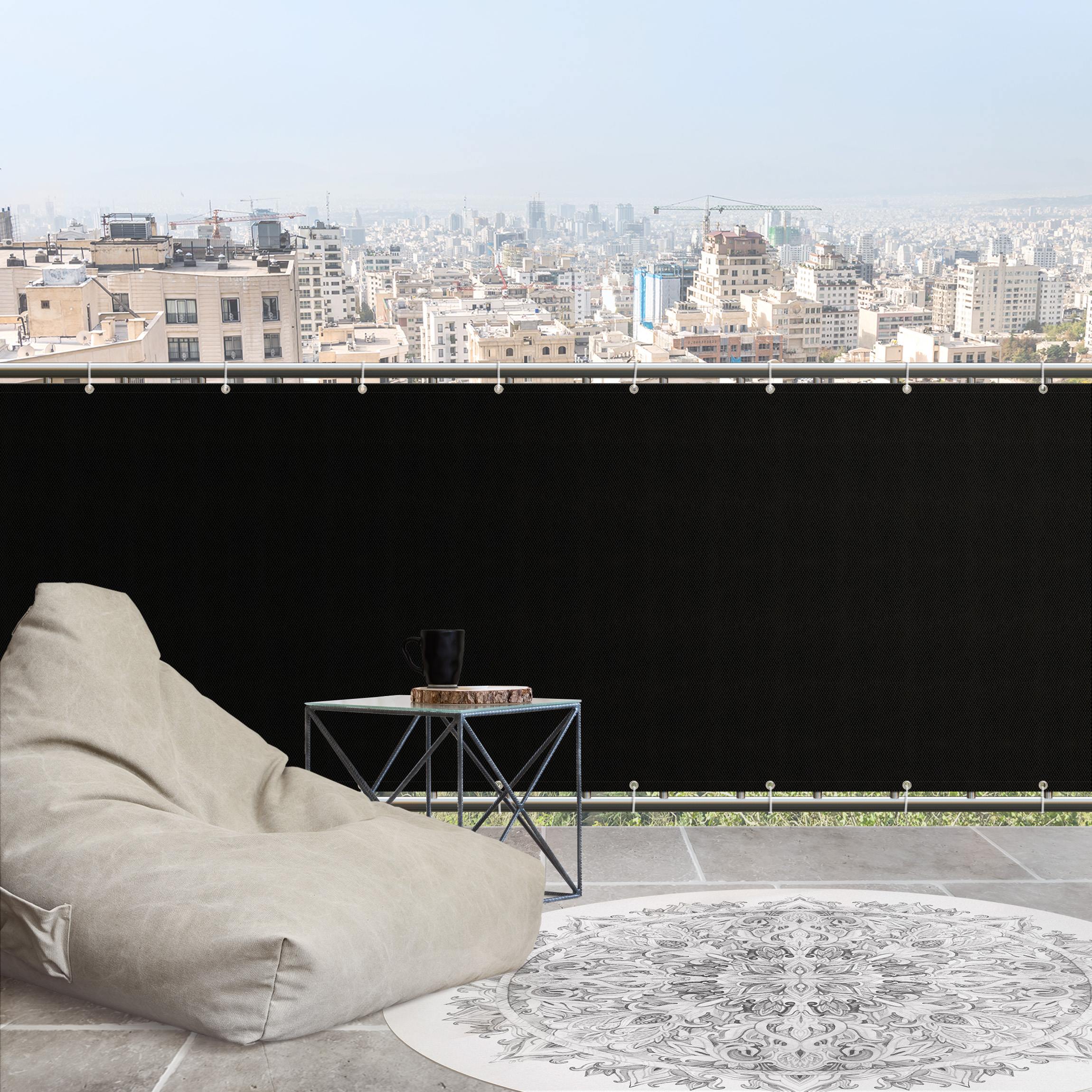 Balkon Sichtschutz Tiefschwarz