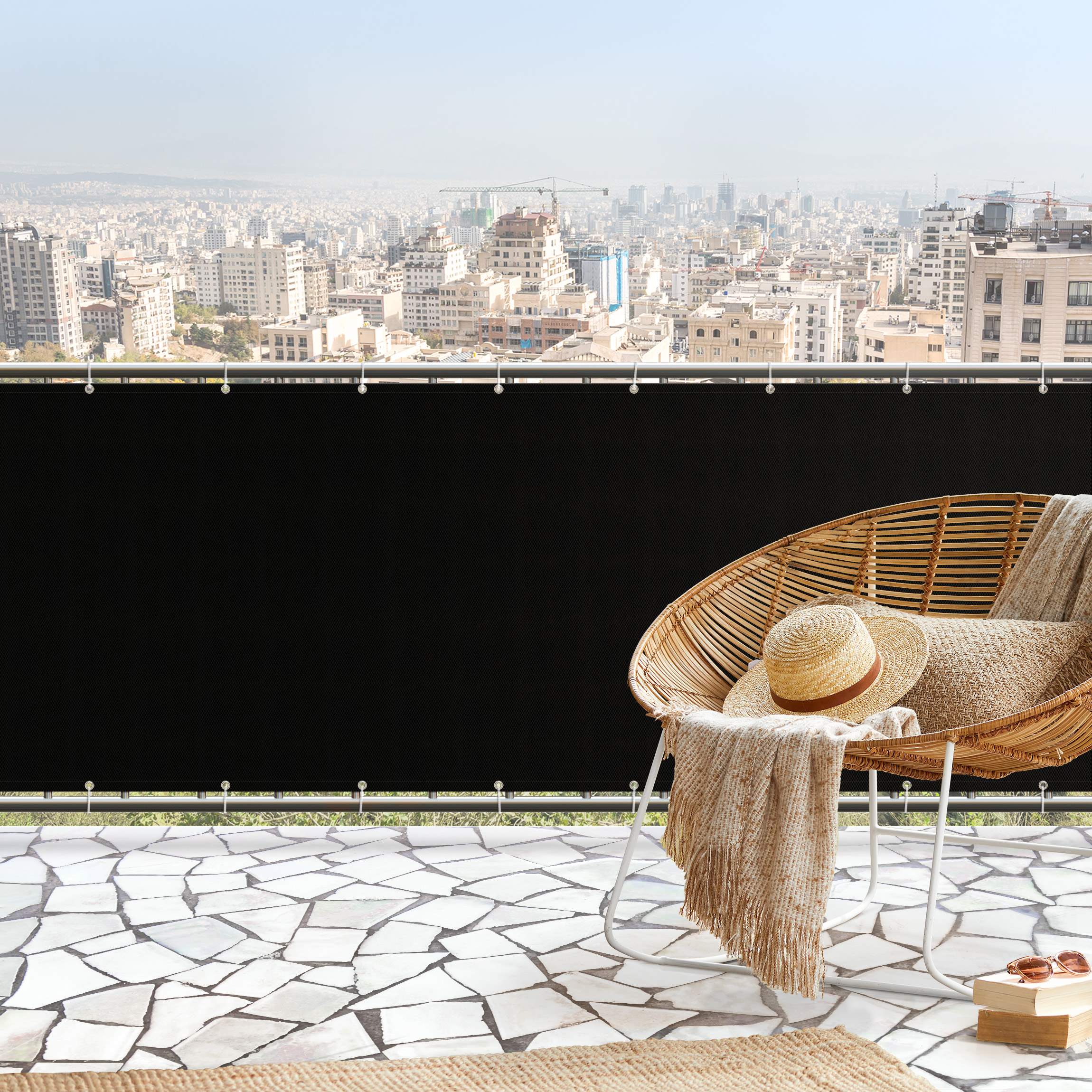 Balkon Sichtschutz Tiefschwarz