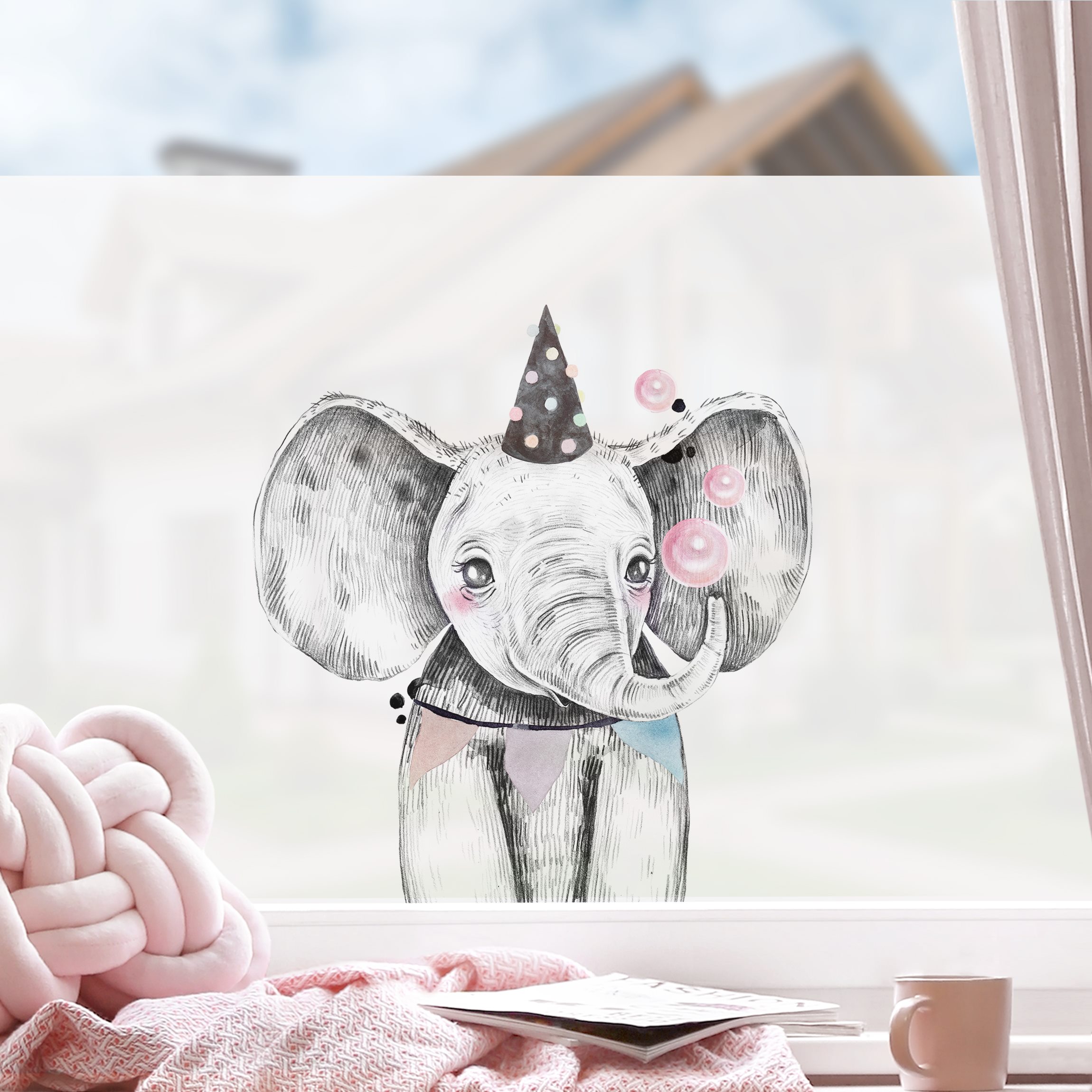 Fensterfolie Tier Party - Elfant