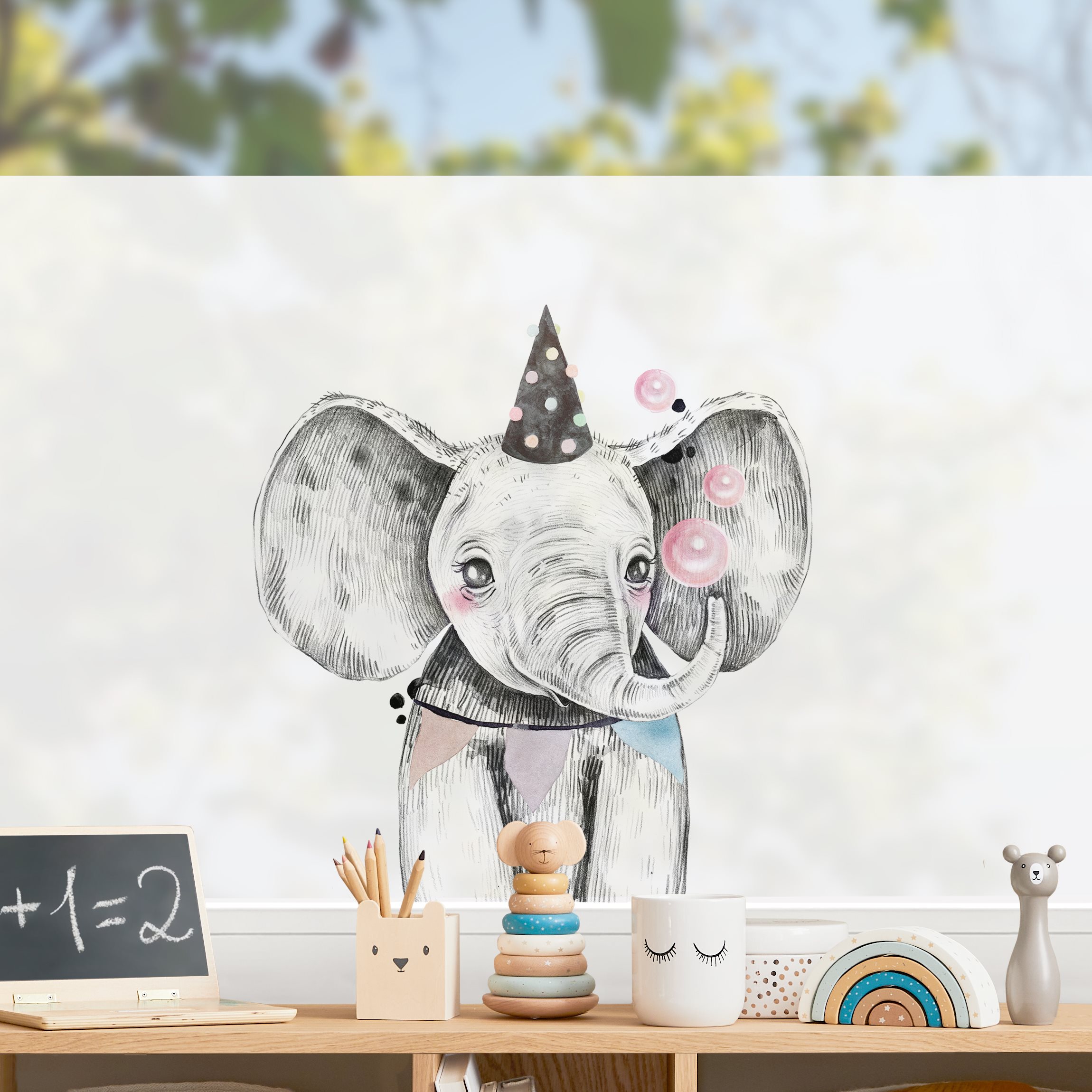 Fensterfolie Tier Party - Elfant