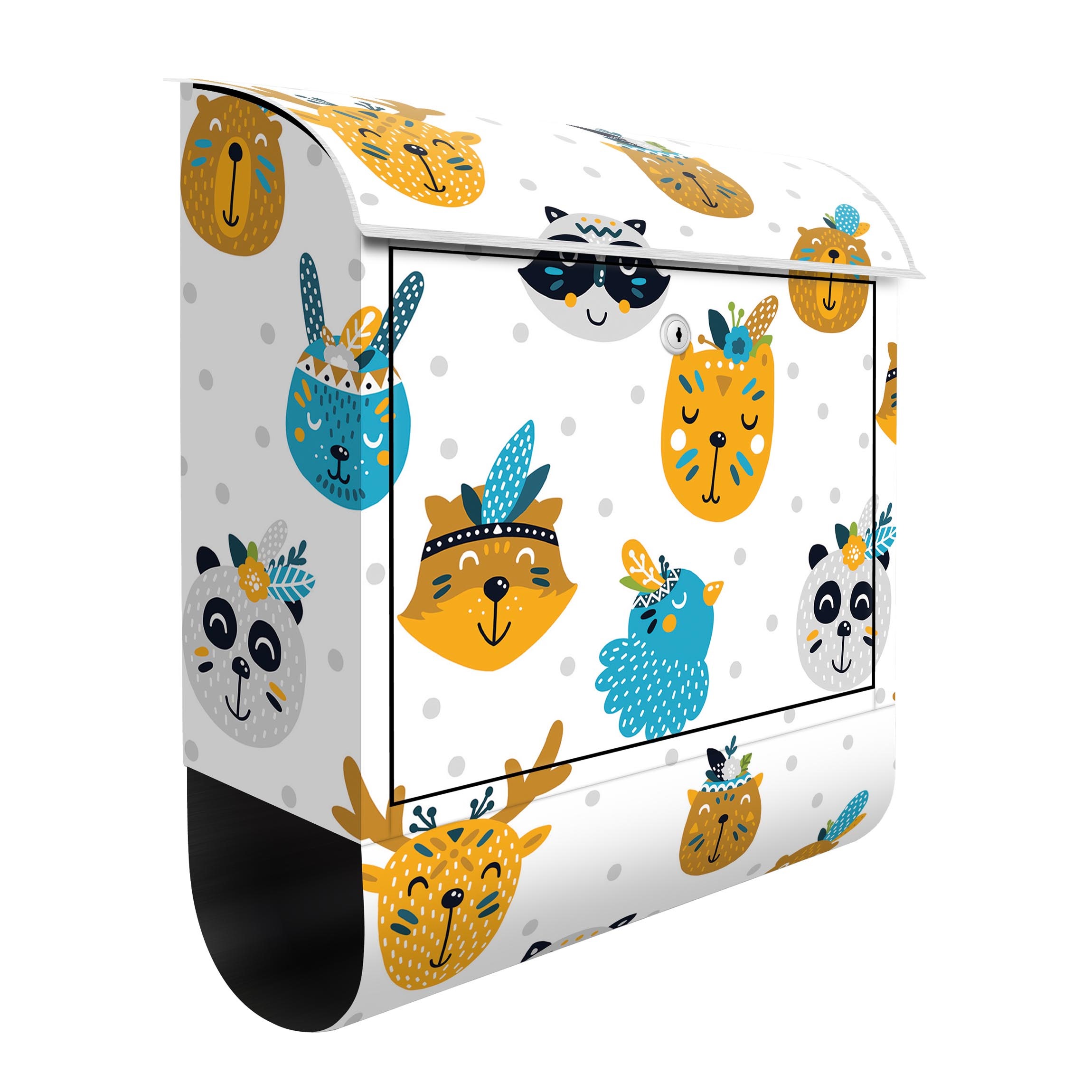 Briefkasten Tierische Indianerfreunde mit Federschmuck