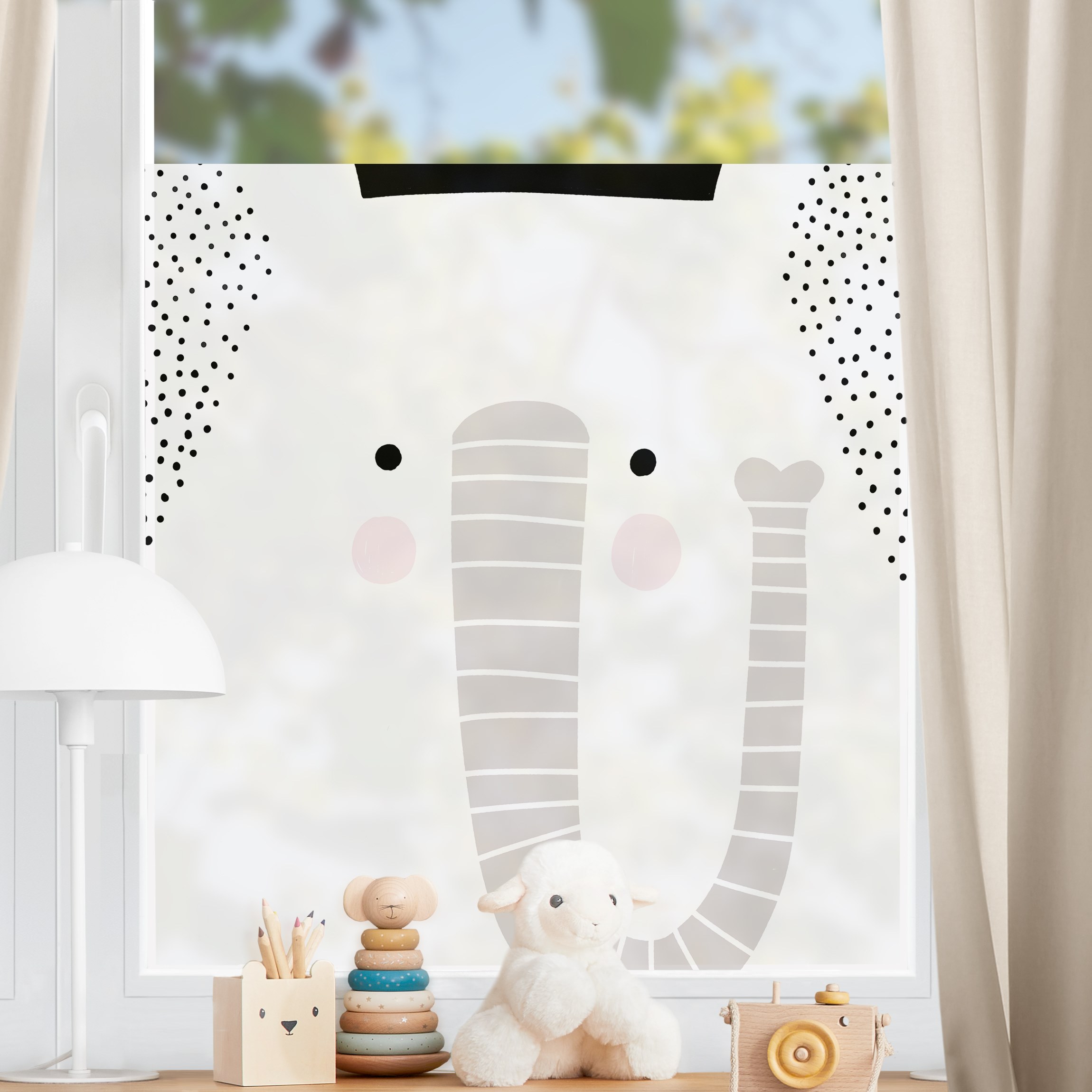 Fensterfolie Tierpark mit Mustern - Elefant
