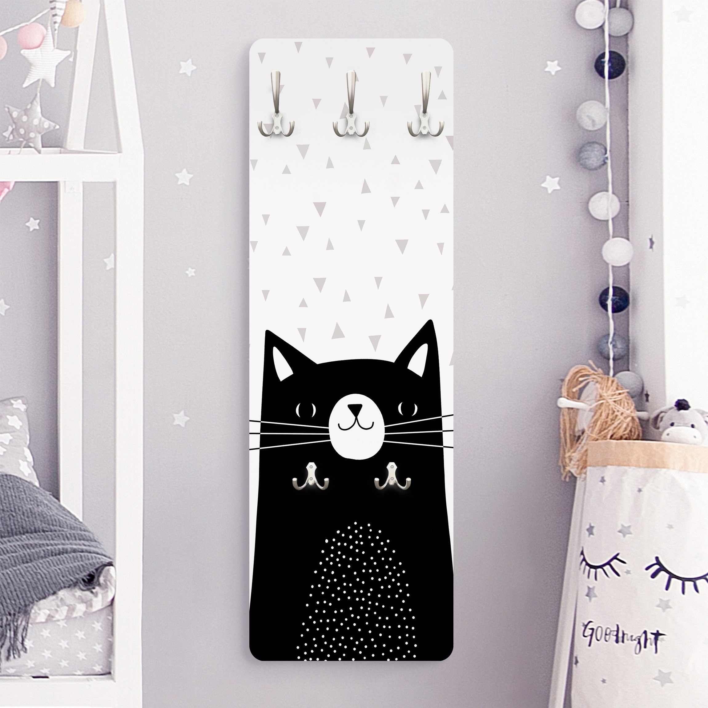 Wandgarderobe Holzpaneel Tierpark mit Mustern - Katze