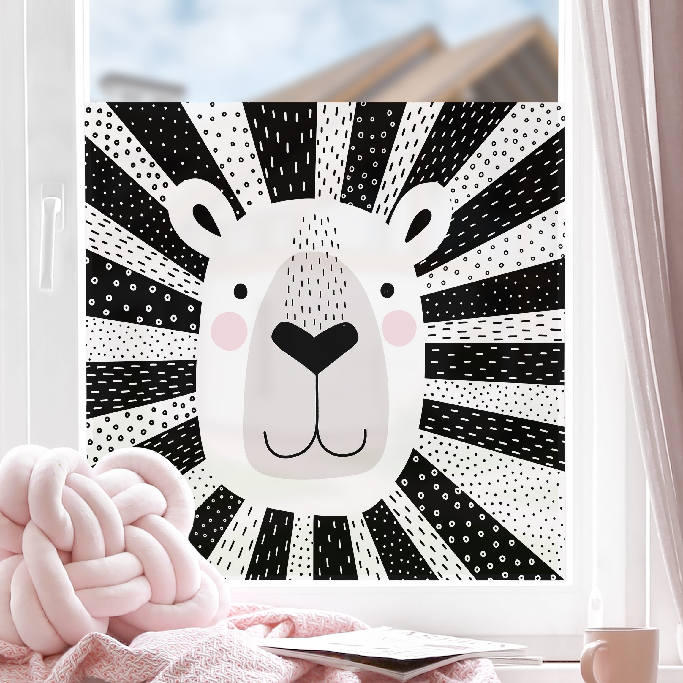 Fensterfolie Tierpark mit Mustern - Löwe