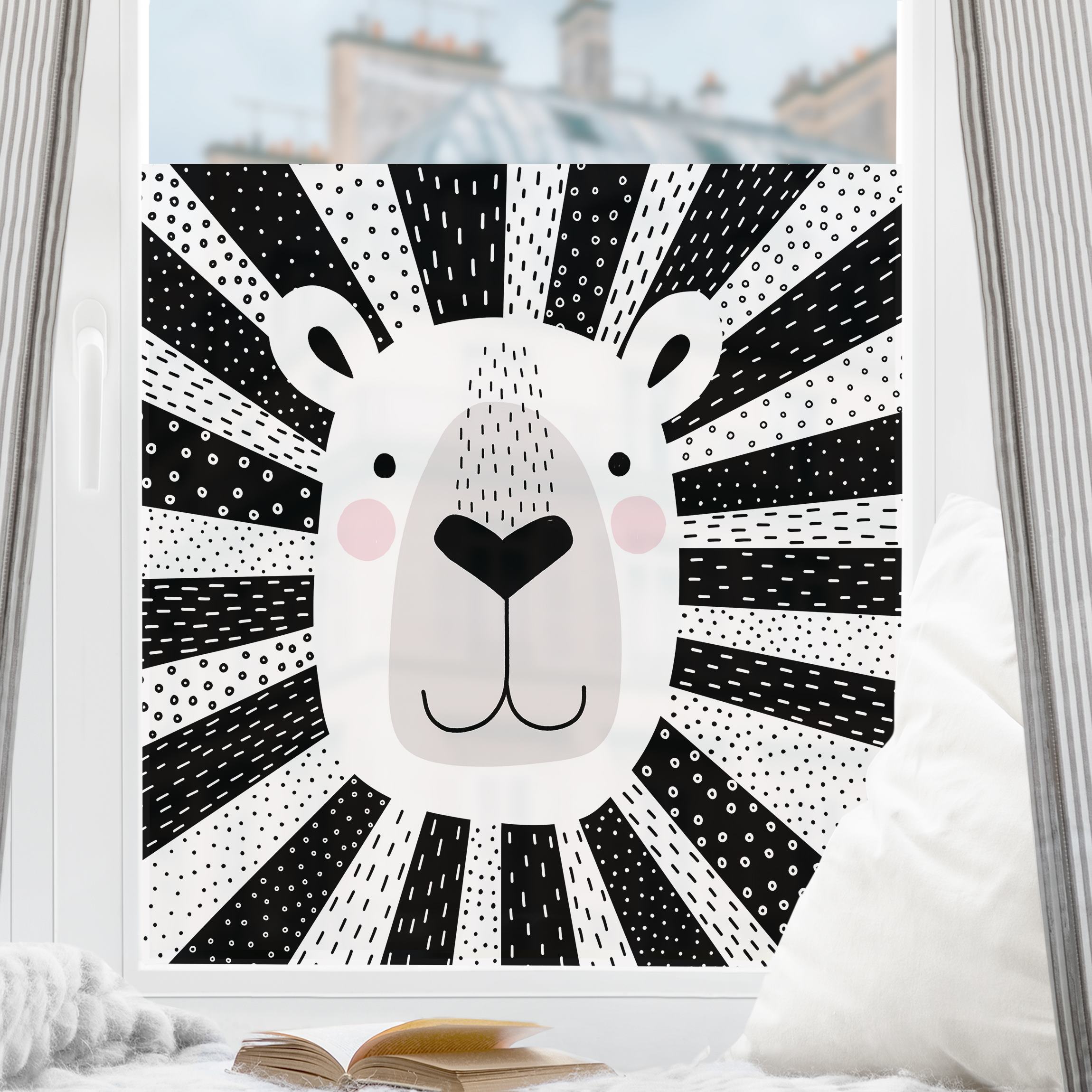 Fensterfolie Tierpark mit Mustern - Löwe