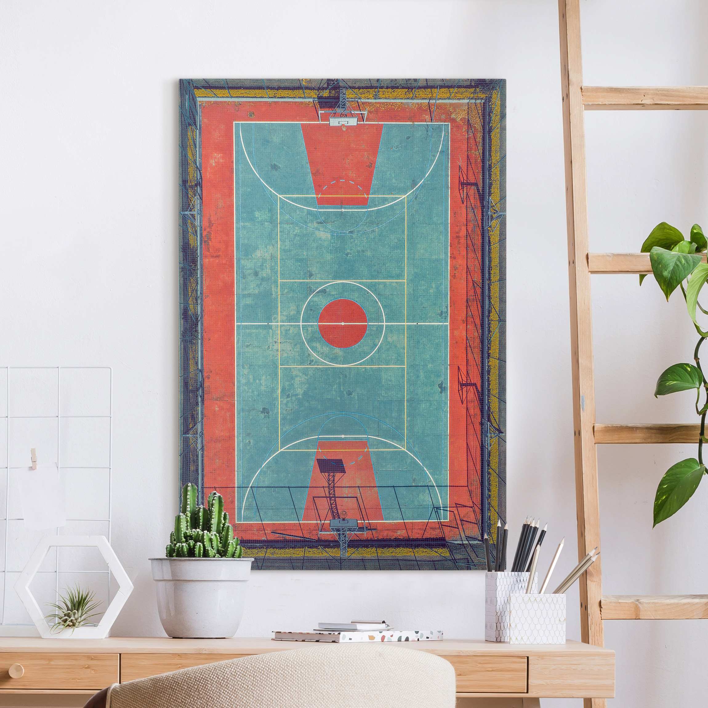 Leinwandbild Top View Spielfeld Basketball