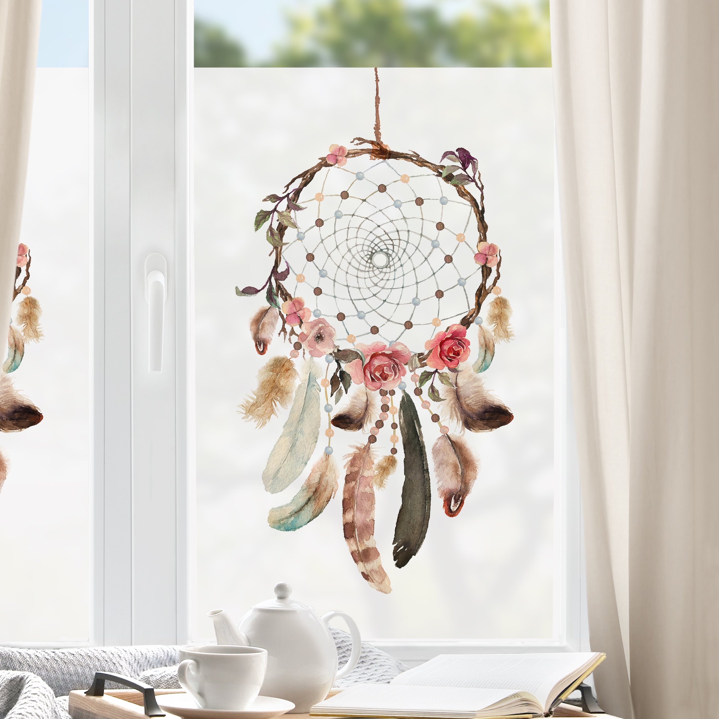 Fensterfolie Traumfänger mit Perlen