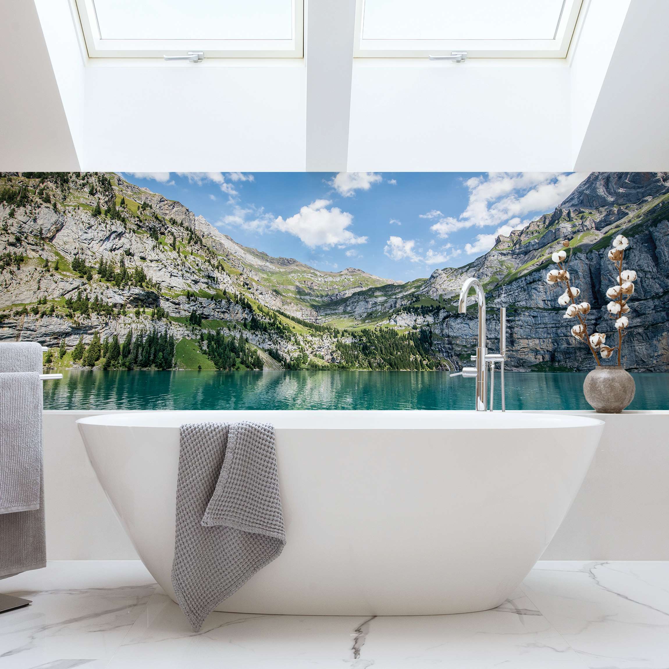 Wandverkleidung Bad Traumhafter Bergsee