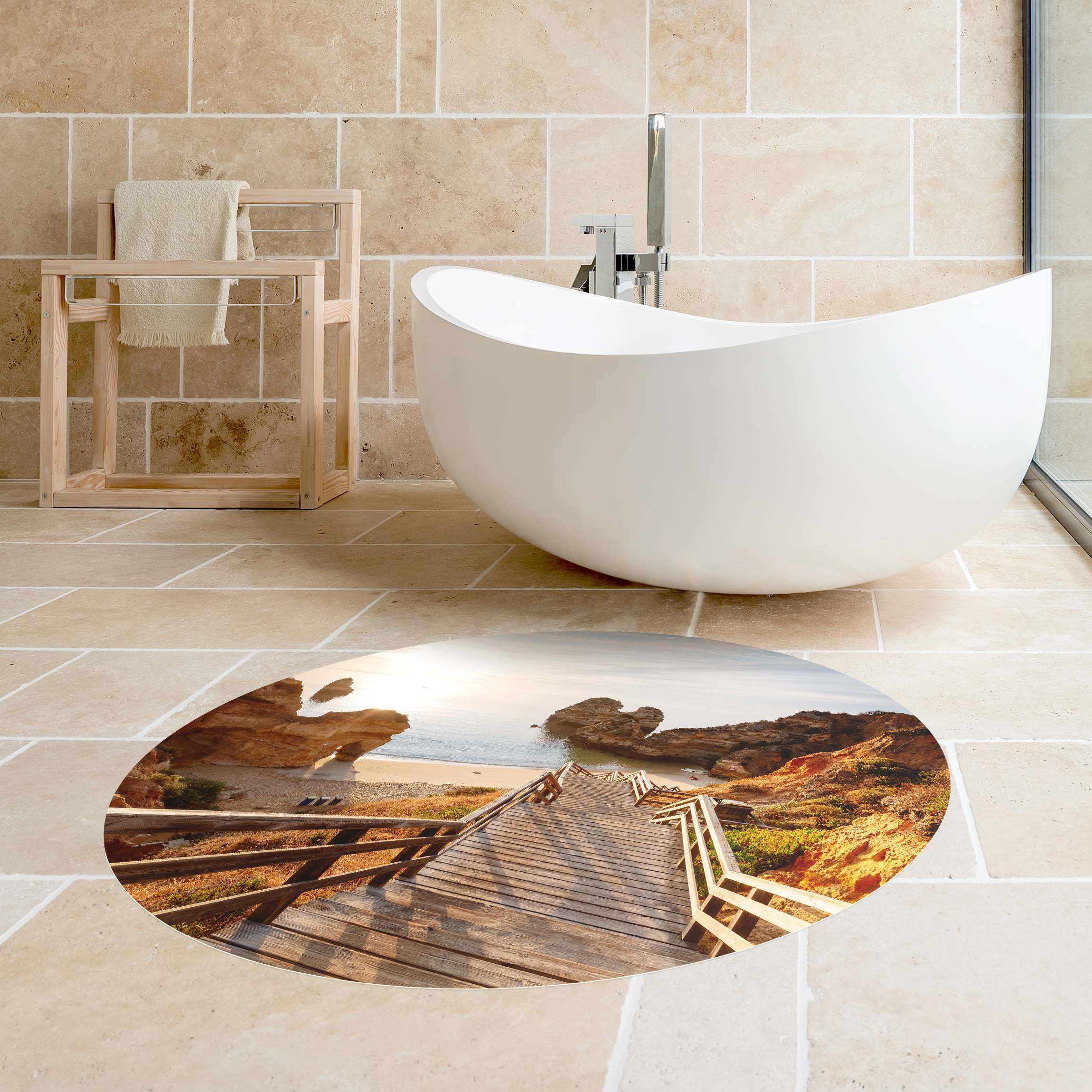 Runder Vinyl-Teppich Traumstrand in Portugal