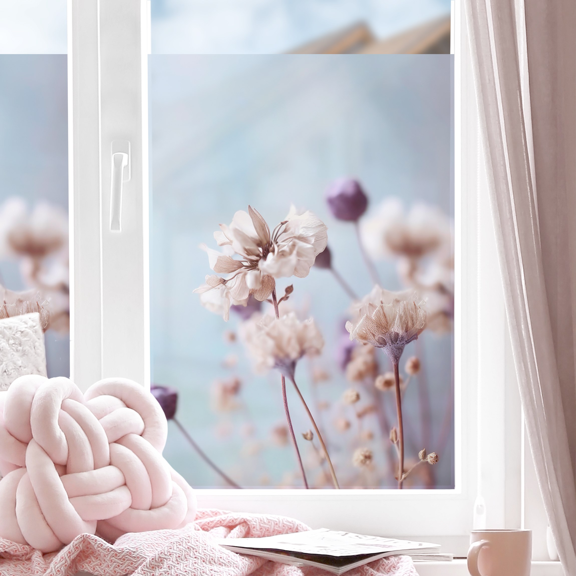 Fensterfolie Trockenblumen Nahaufnahme