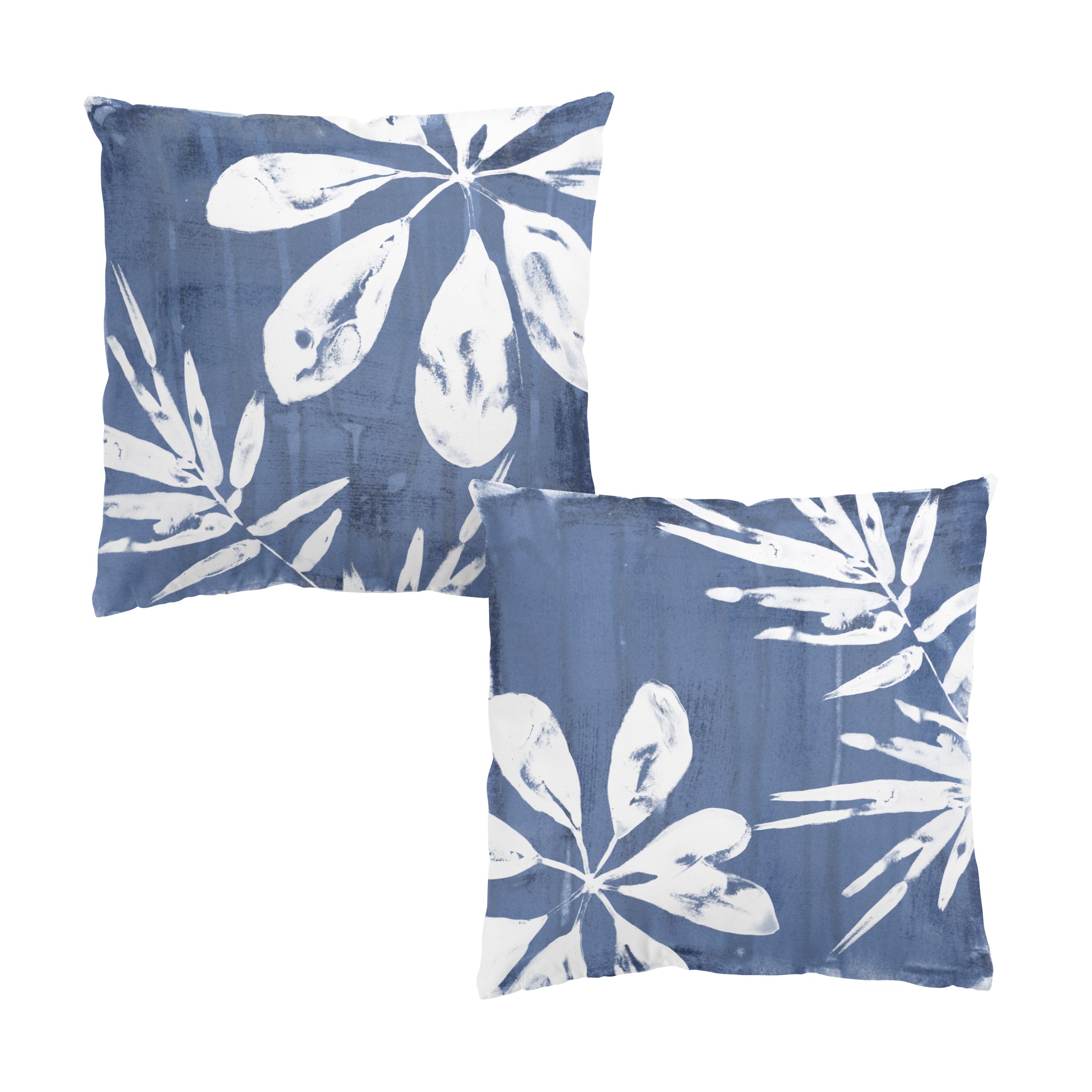 Dekokissen 2er Set Tropische Blätter Indigo Set I