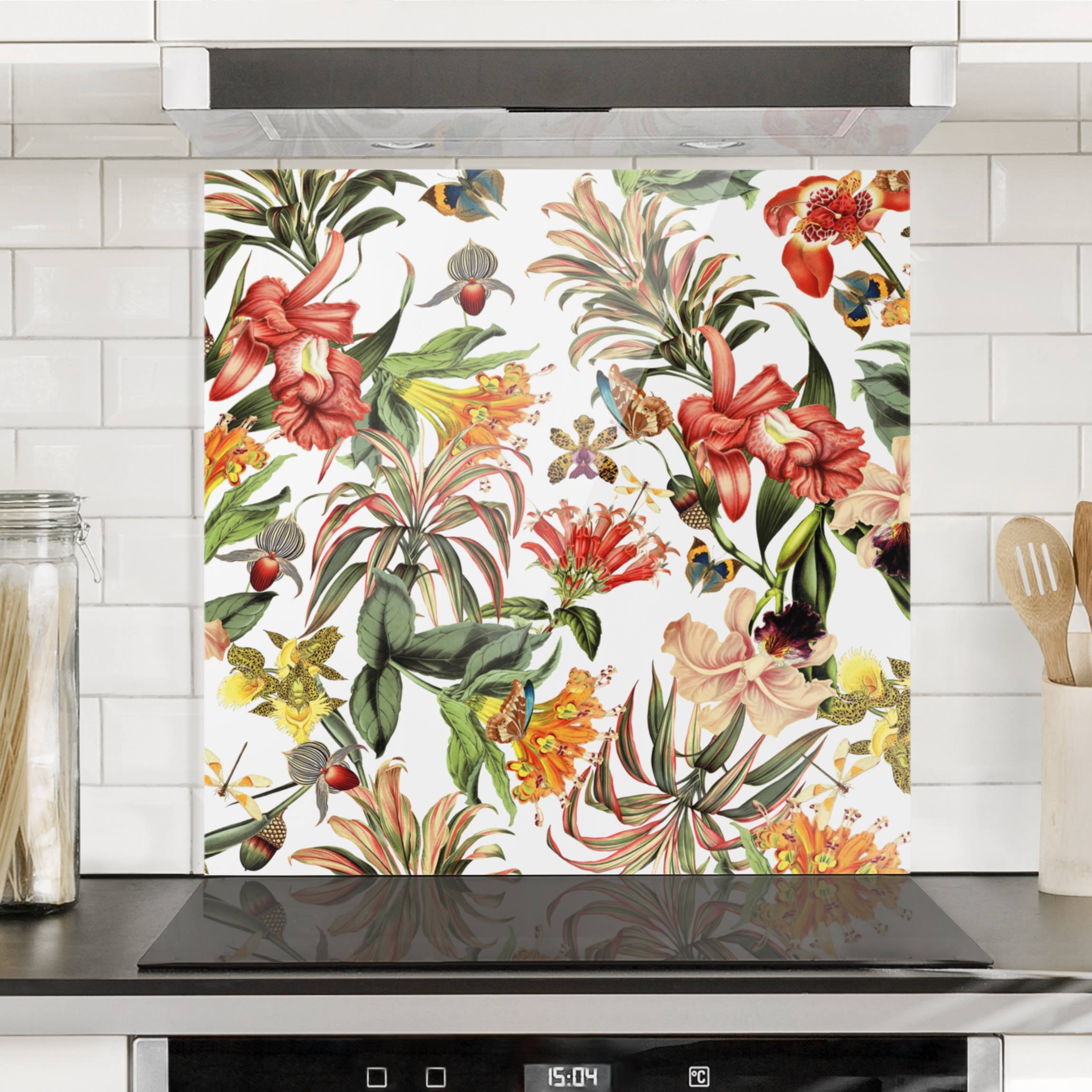 Spritzschutz Tropische Blumen