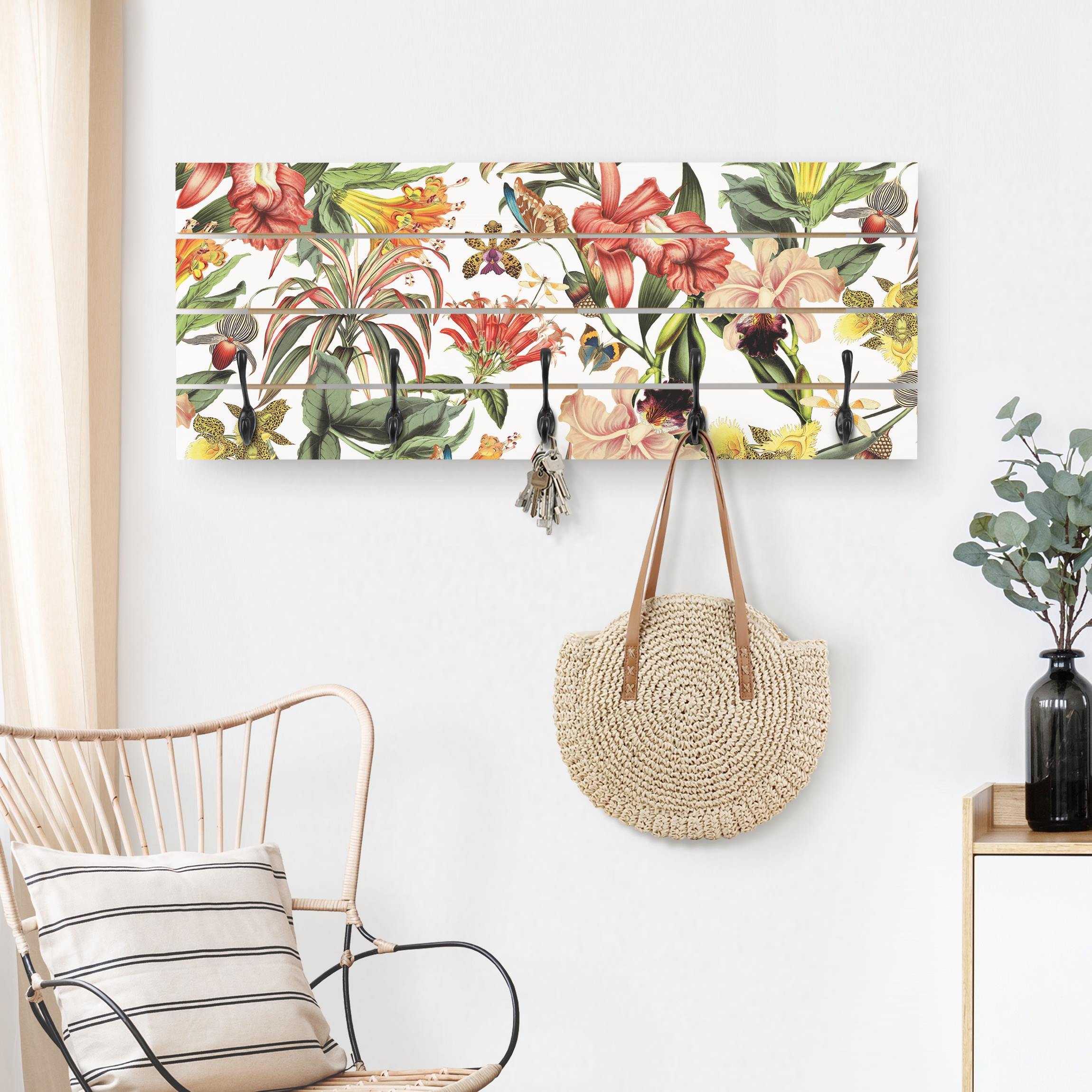 Wandgarderobe Tropische Blumen