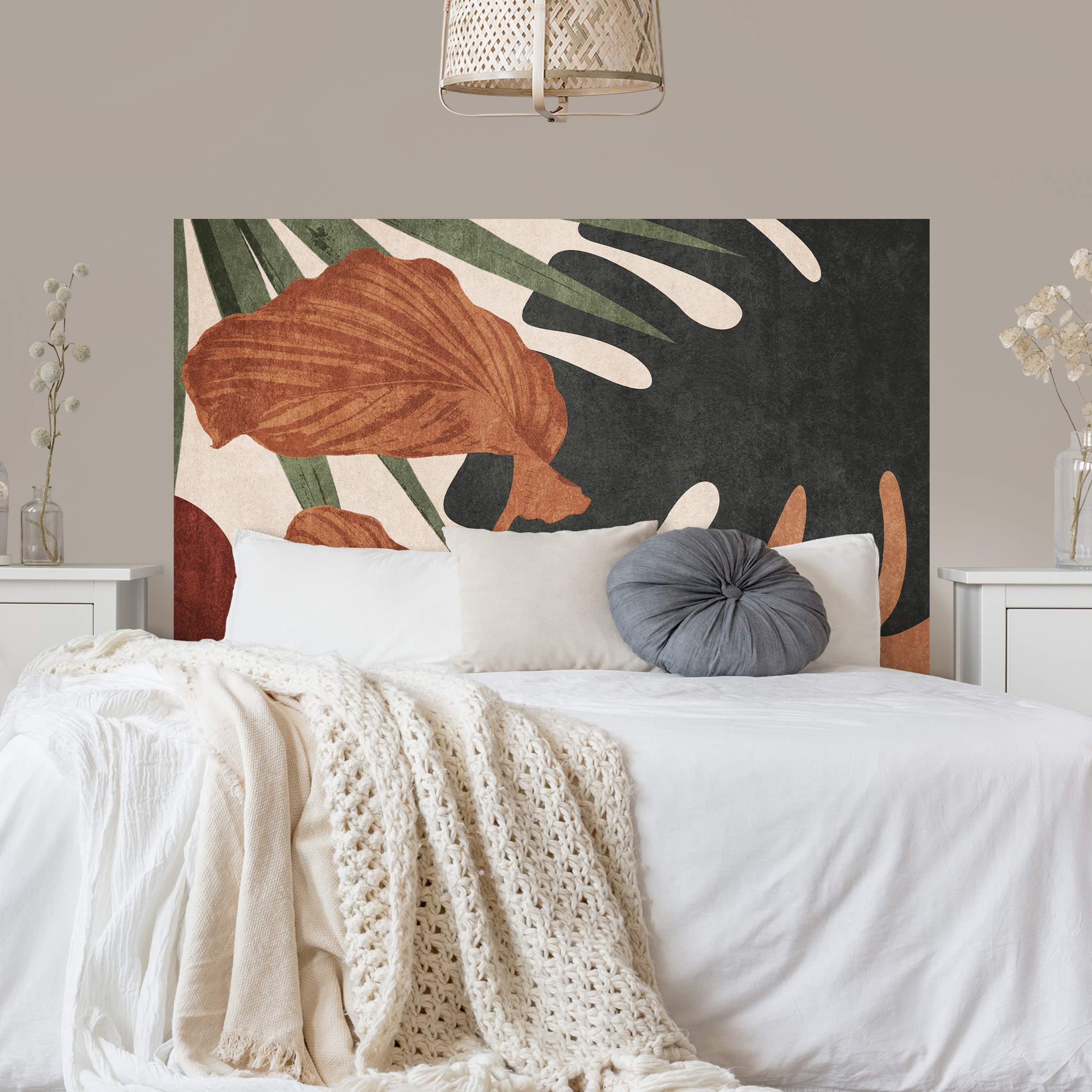 Kopfteil Bett Tropische Boho Blätter