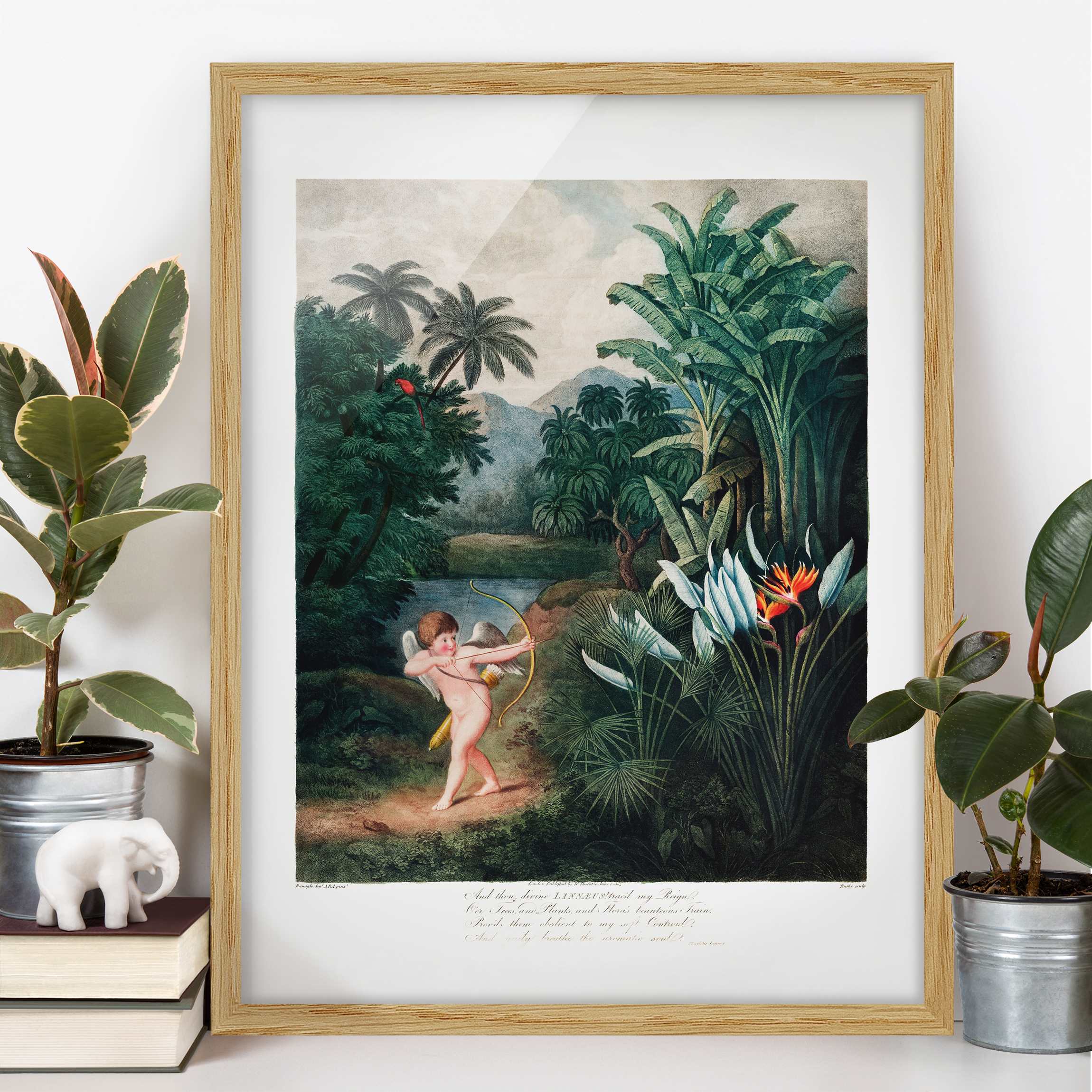 Bild mit Rahmen Tropische Landschaft mit Engel