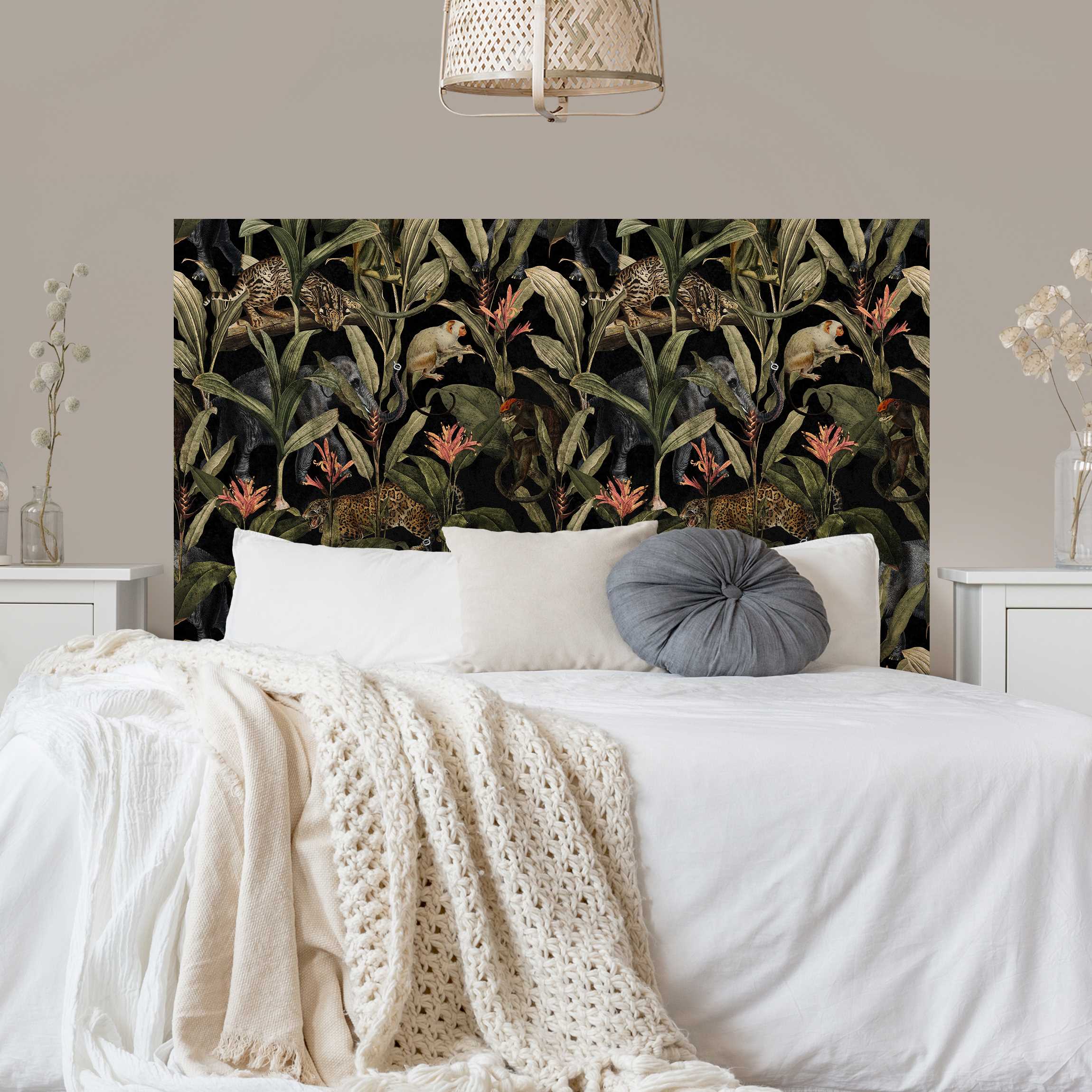 Kopfteil Bett Tropische Nacht mit Leopard