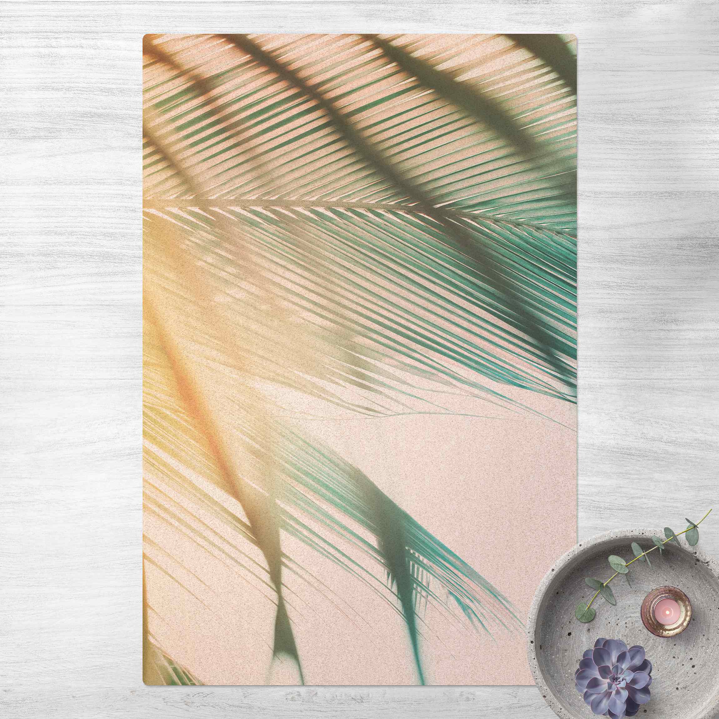 Kork-Teppich Tropische Pflanzen Palmen bei Sonnenuntergang II