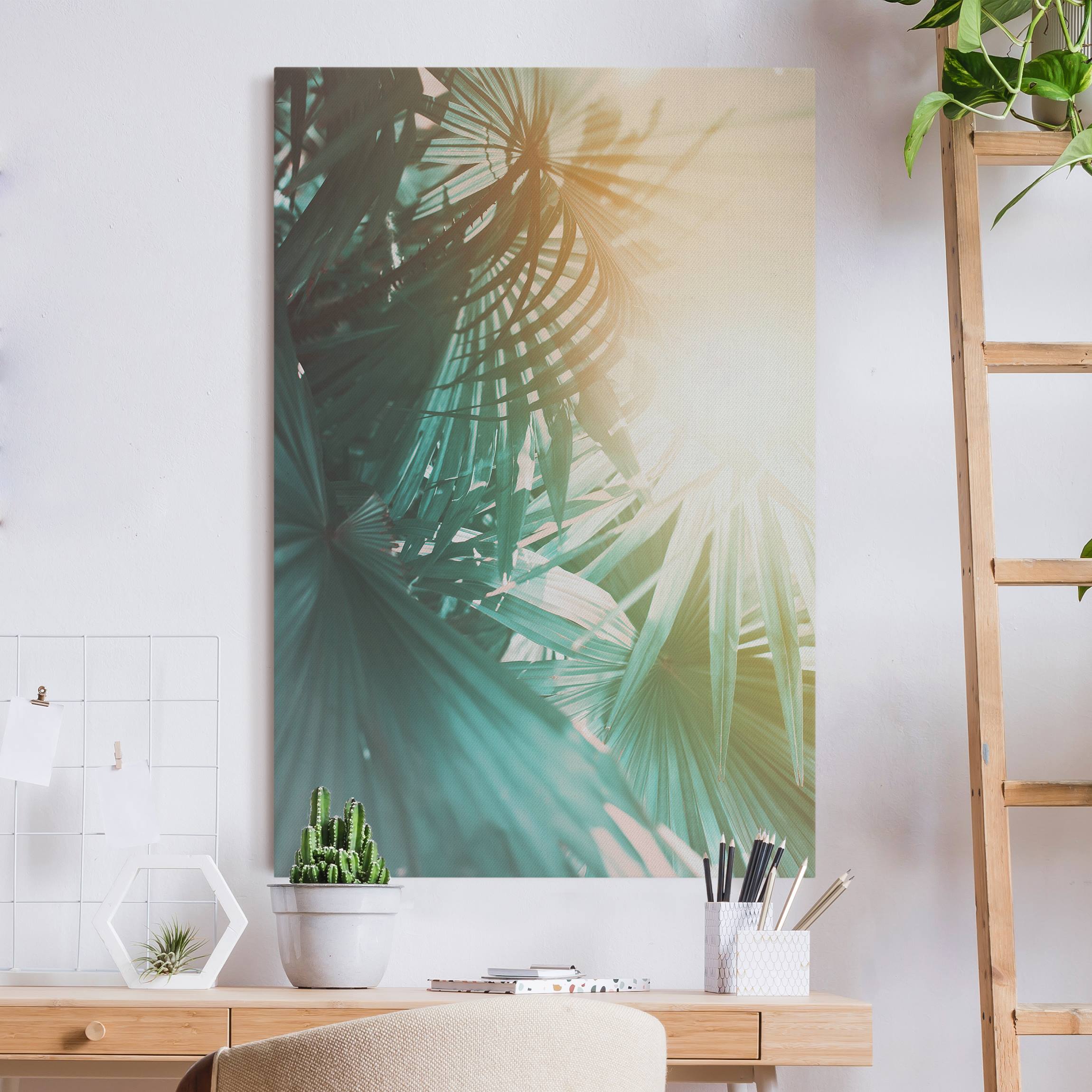 Akustikbild Tropische Pflanzen Palmen bei Sonnenuntergang