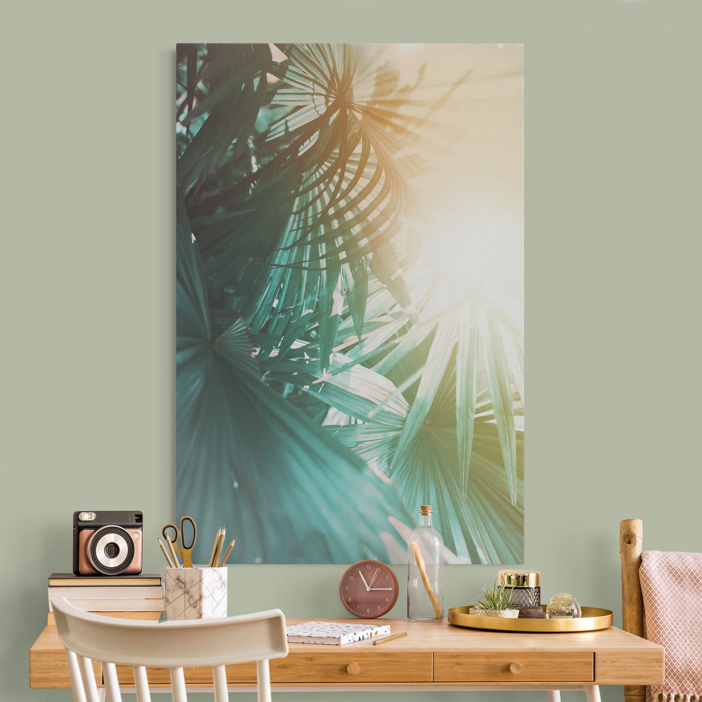 Akustikbild Tropische Pflanzen Palmen bei Sonnenuntergang